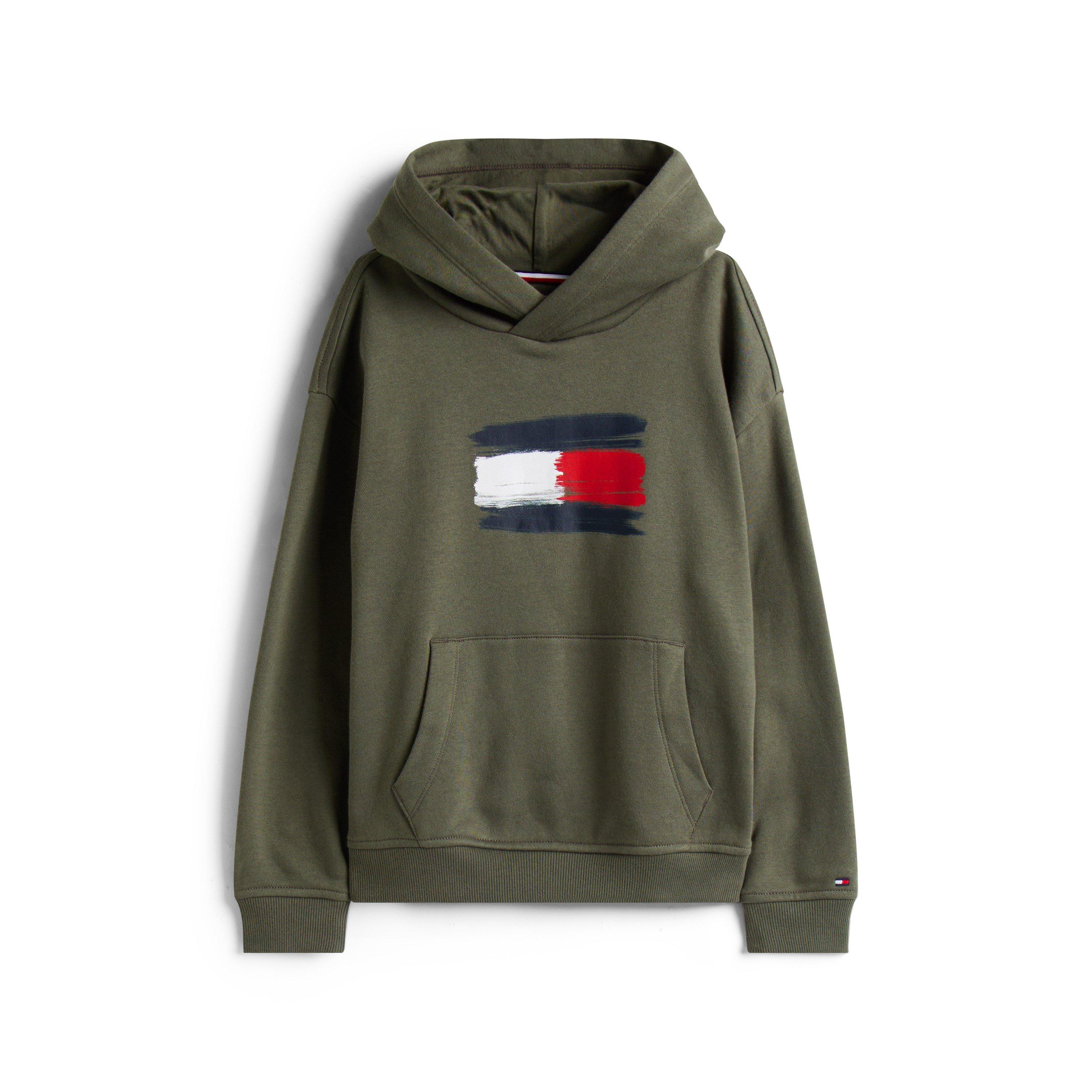 Tommy Hilfiger Kids' Flag Pull Over Hoodie - Pewter Green - Size 10Y