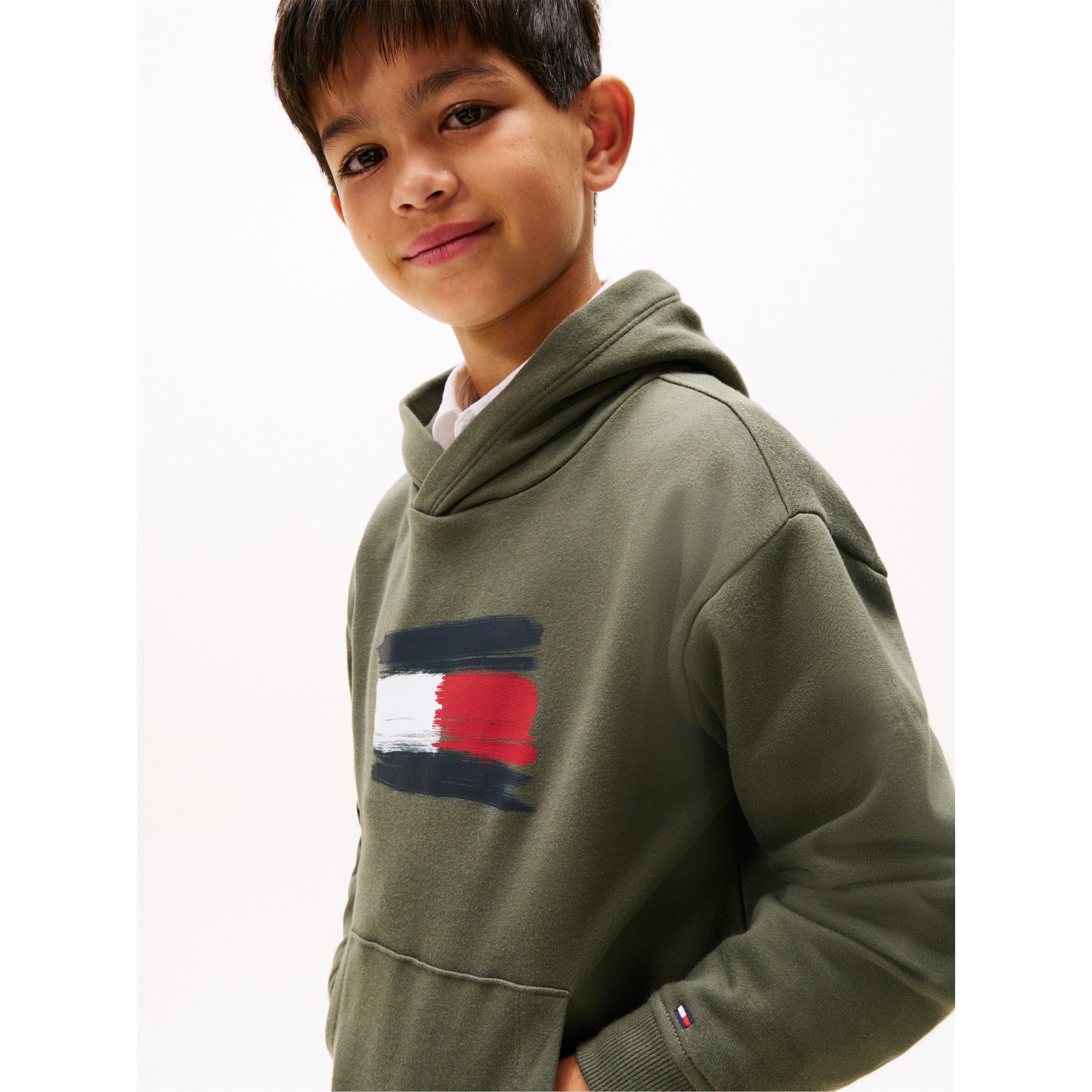 Verde Peltre - Tommy Hilfiger - Kids' Flag Pull Over Hoodie - 5