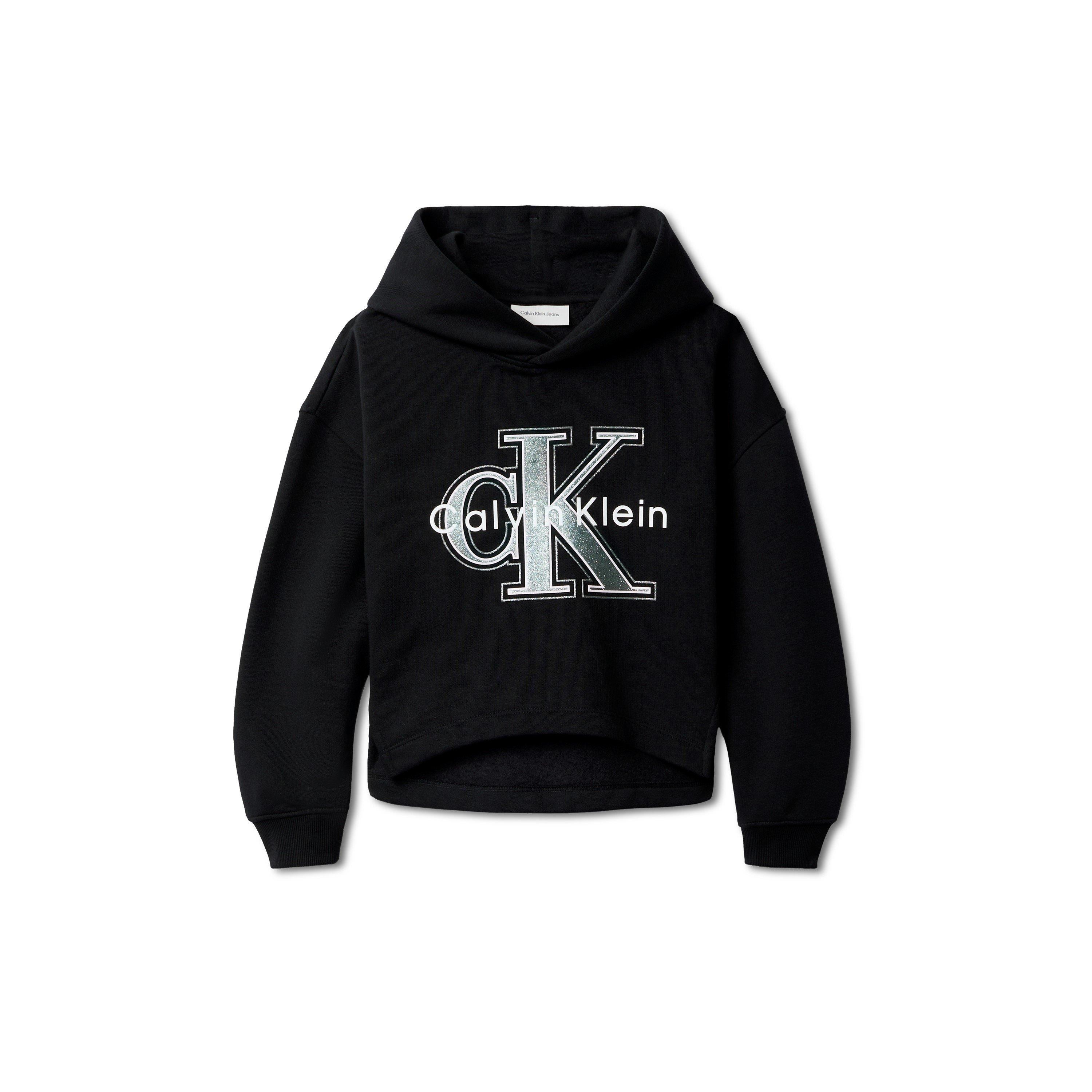 Calvin Klein Jeans Girls Kids' Big Logo Cotton Pull Over Hoodie - Ck Black Beh - 16Y