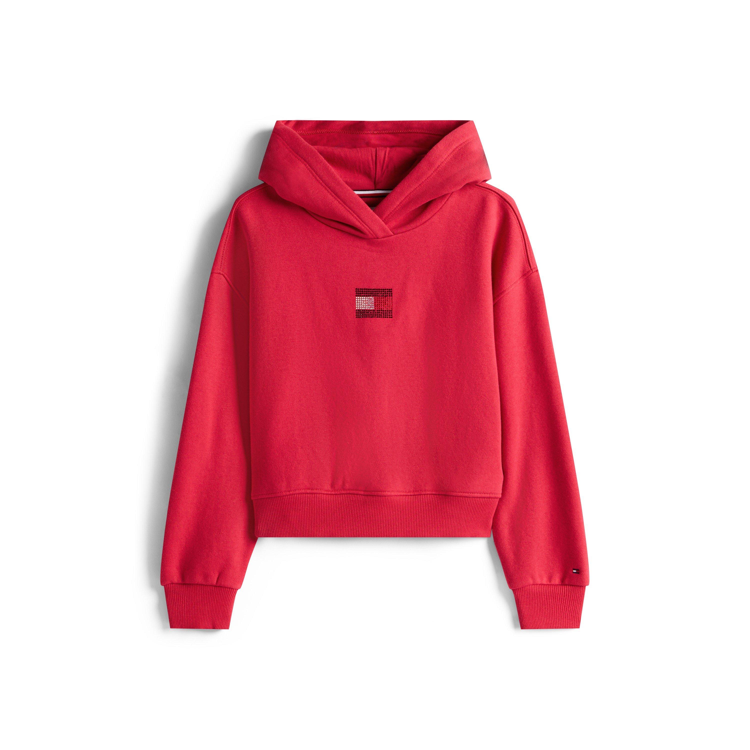Tommy Hilfiger Kids' Diamante Pull Over Hoodie - Ruby XJP - Size 14Y