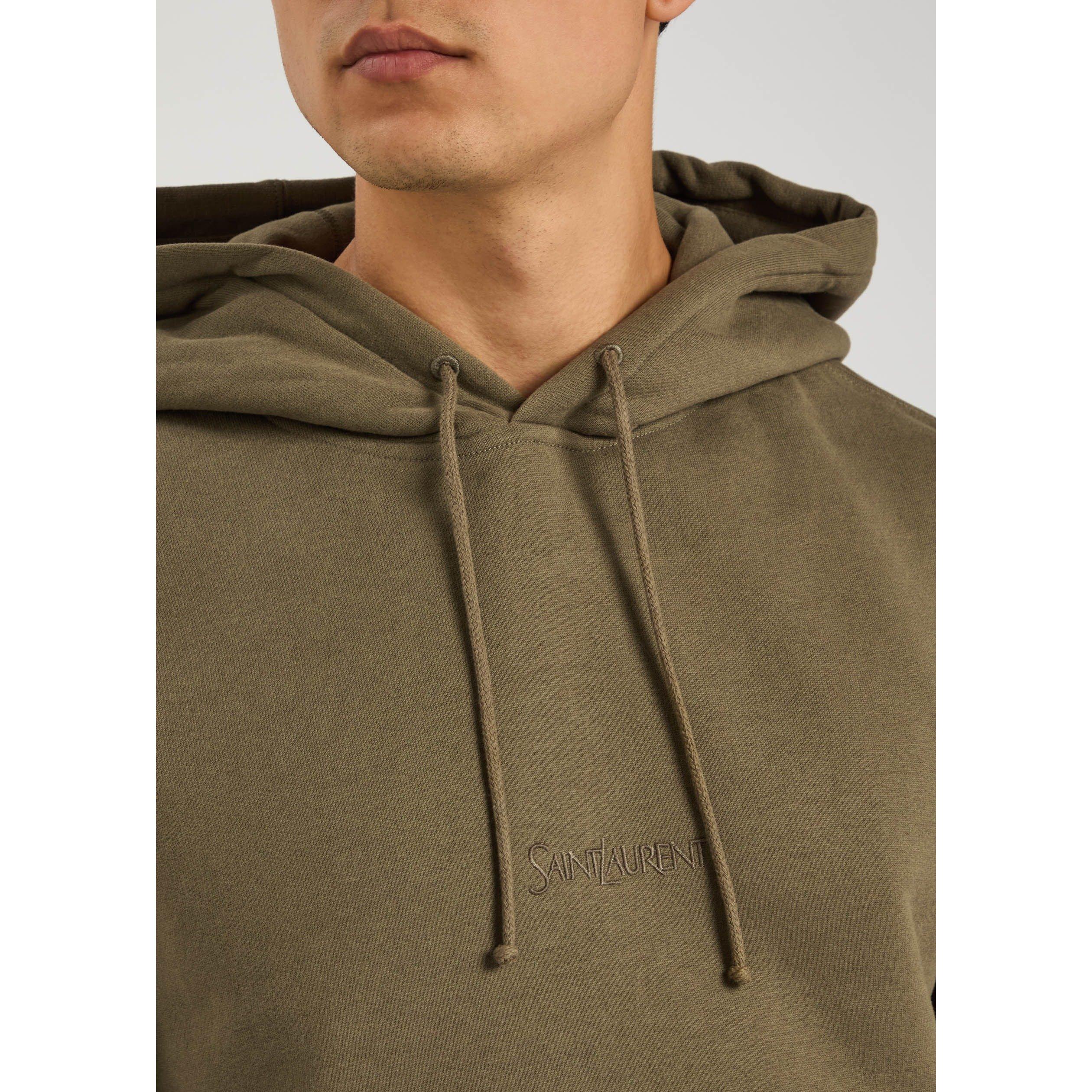 KHAKI - Saint Laurent - Men's Molleton DO Over the Head Cotton Oversized-Fit Hoodie - 4