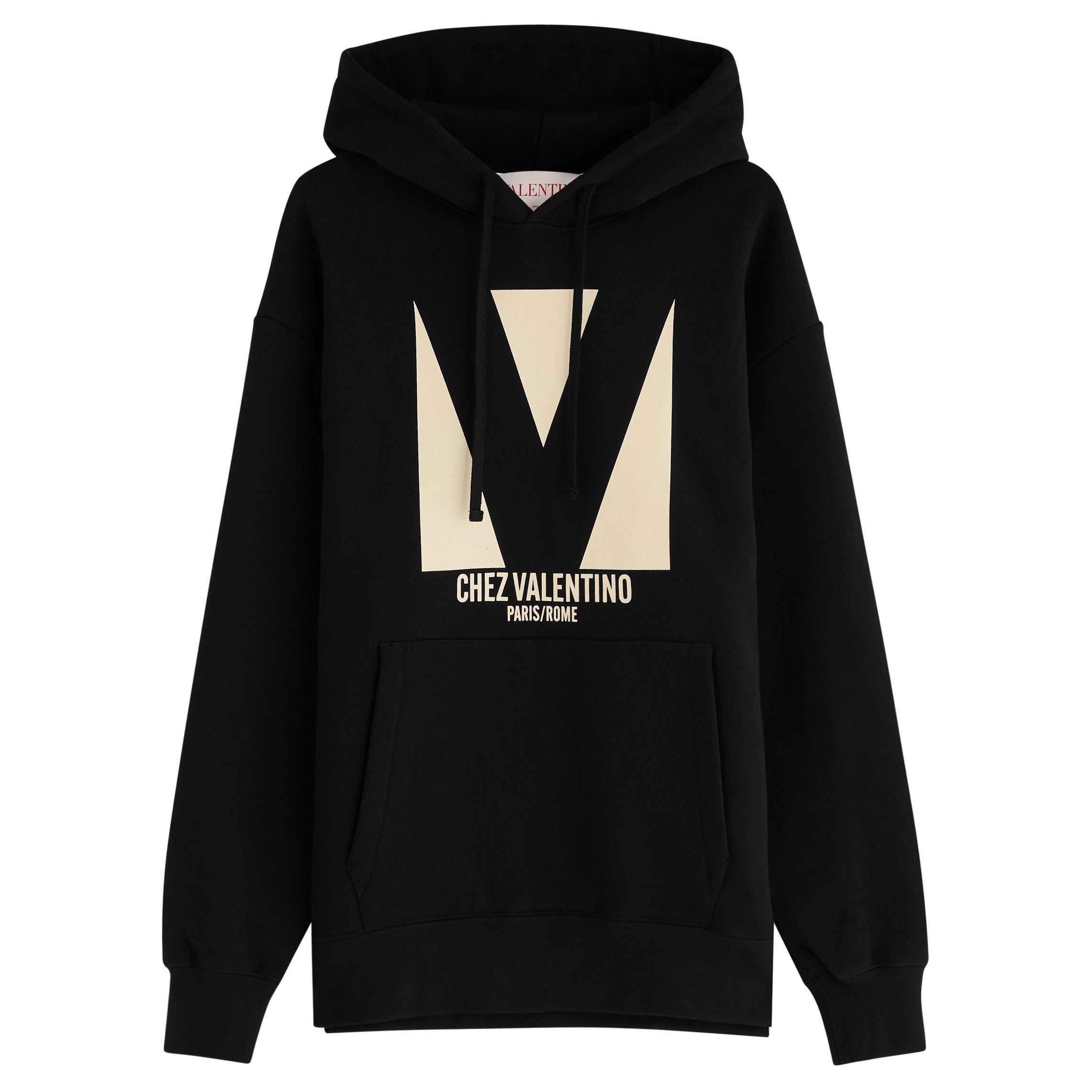 BLACK - Valentino - VAL V CHEZ LOGO HOODIE