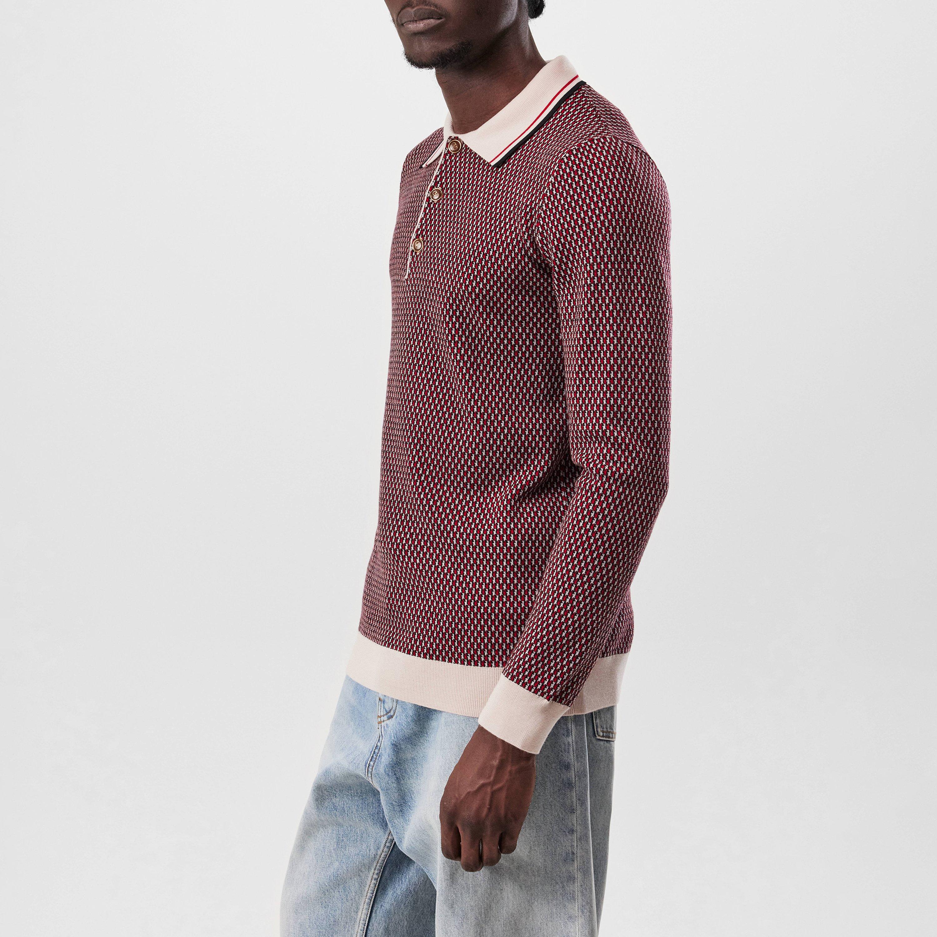 Red/Beige - Valentino - Garavani Knitted Polo Shirt - 5