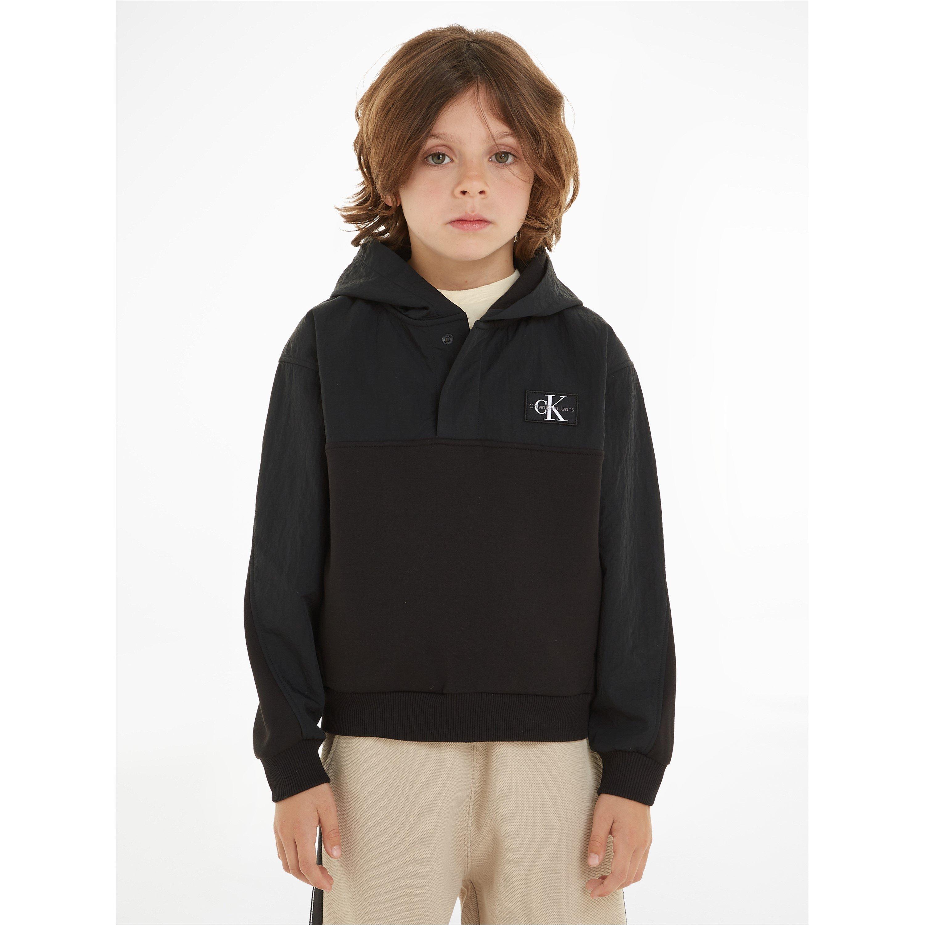 CK Black - Calvin Klein Jeans - Kids' Mix Media Monochrome Hoodie - 2