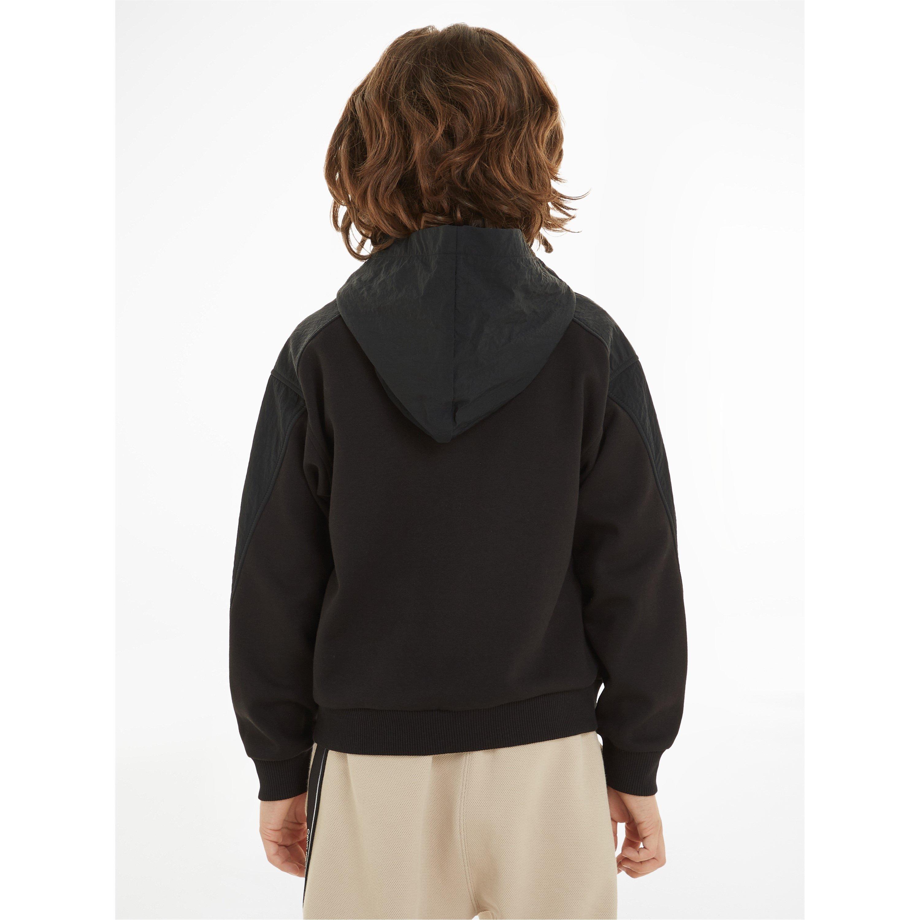 CK Black - Calvin Klein Jeans - Kids' Mix Media Monochrome Hoodie - 4