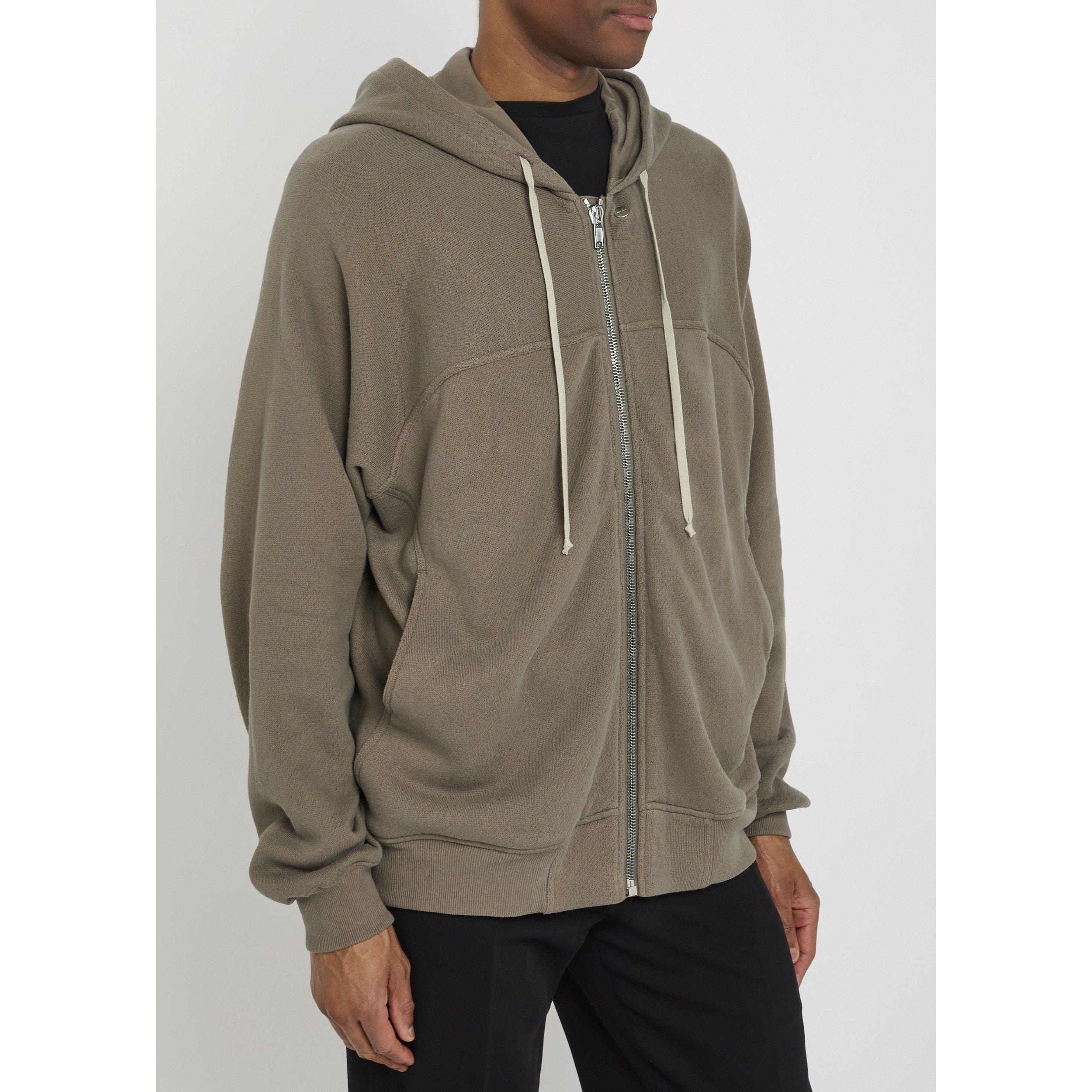 BROWN - Rick Owens - Men's Felpa Windbreaker Cotton Zip Hoodie - 2