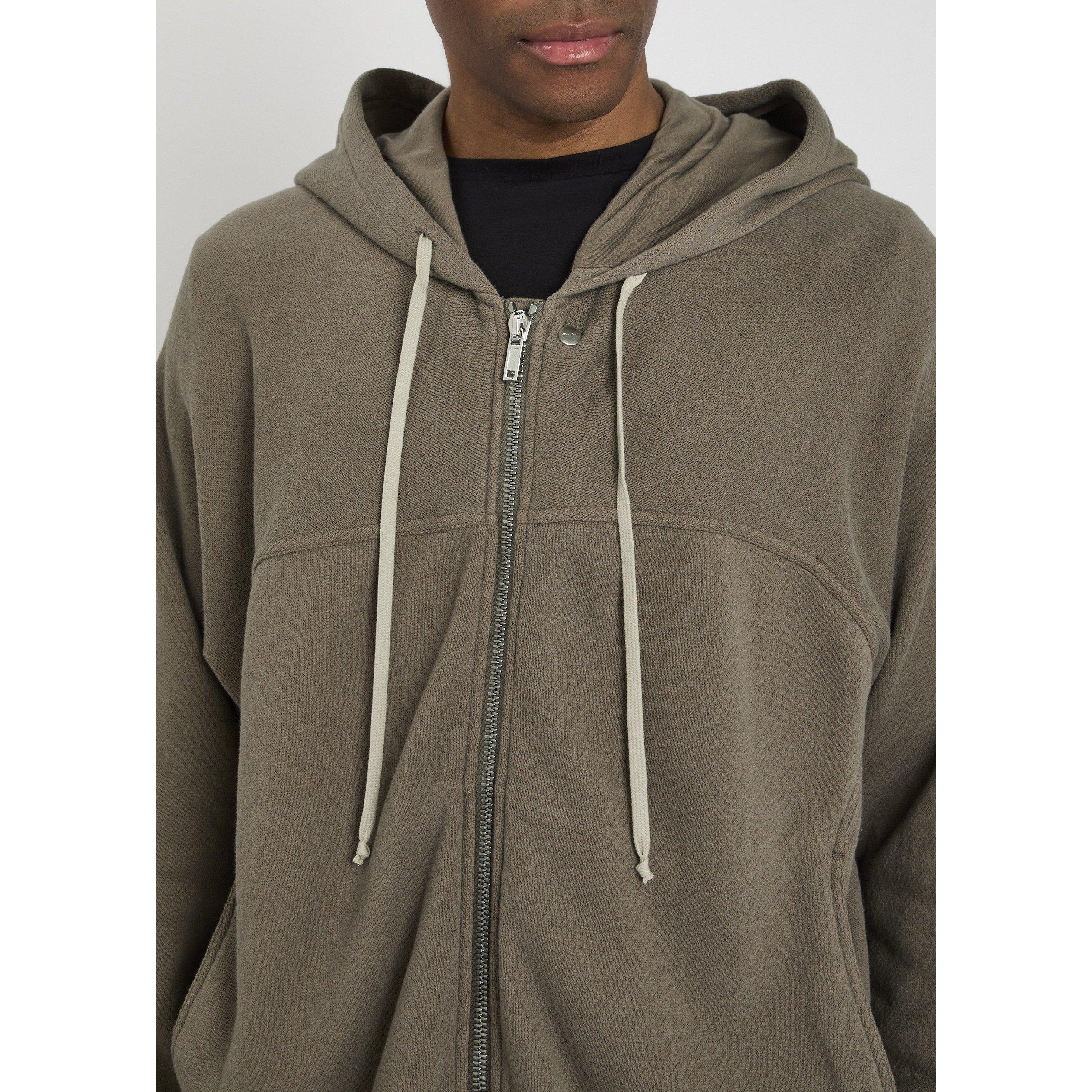 BROWN - Rick Owens - Men's Felpa Windbreaker Cotton Zip Hoodie - 4