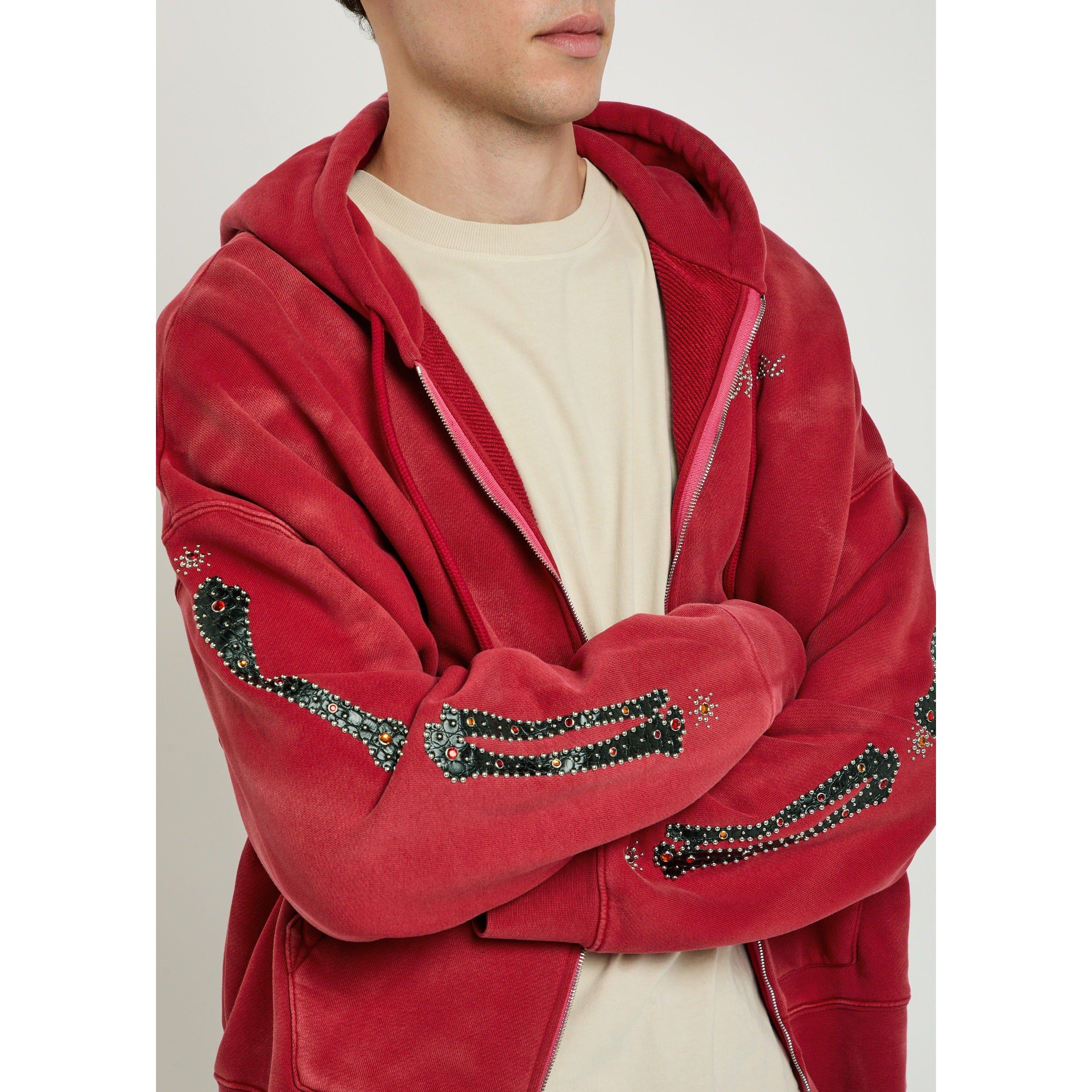 RED - Amiri - AMIRI BONES STUDDED HOODIE - 4