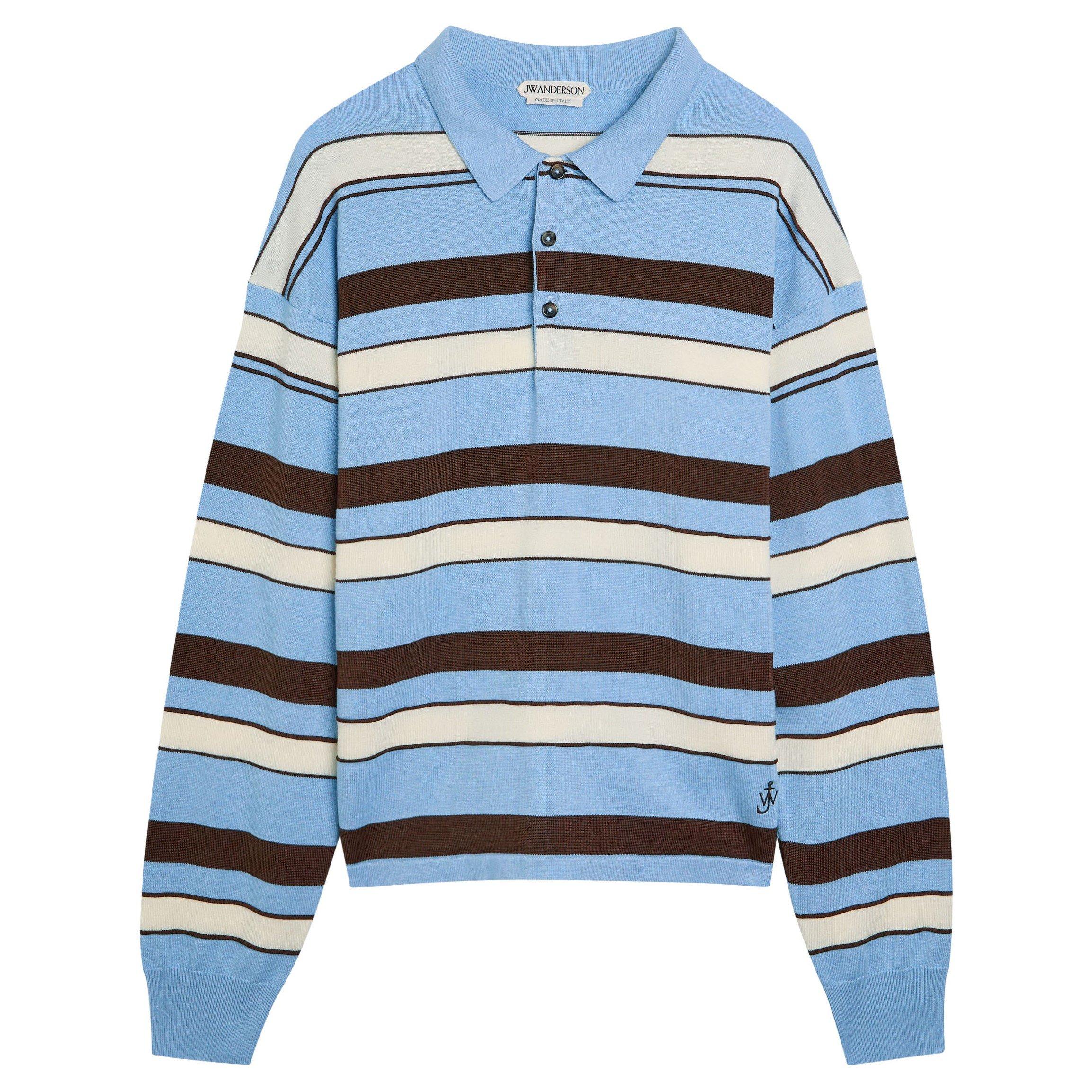 Men's Striped Knitted Rugby Polo Shirt