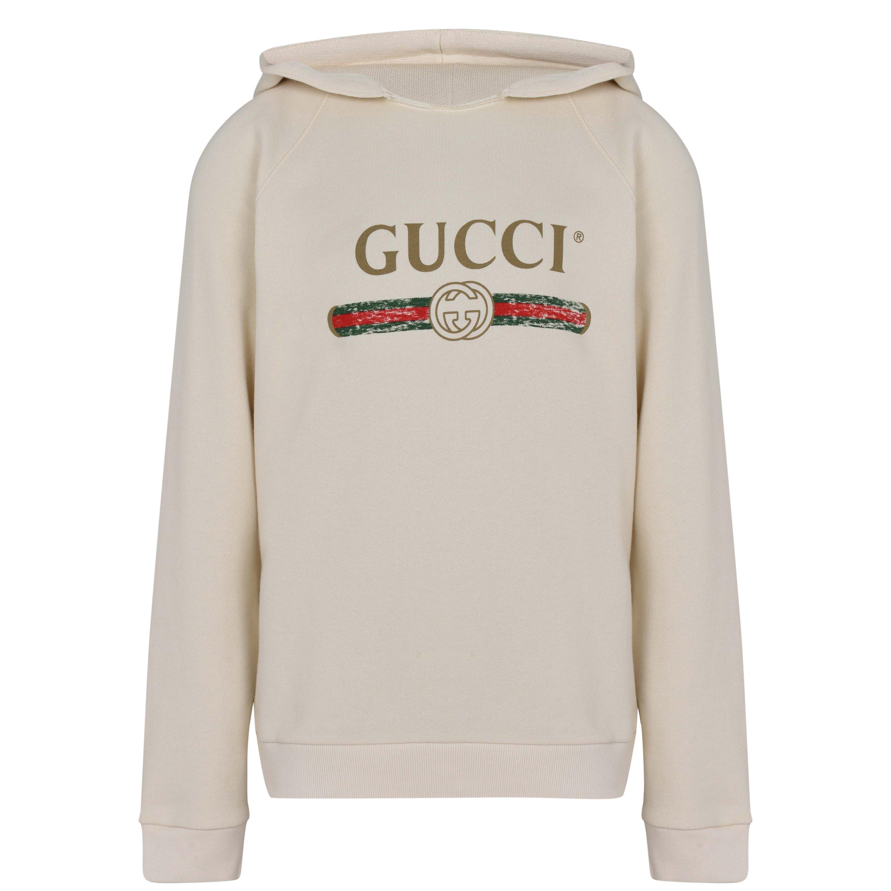 White 9112 - Gucci - Boys' Fake Logo Cotton Hoodie - 1