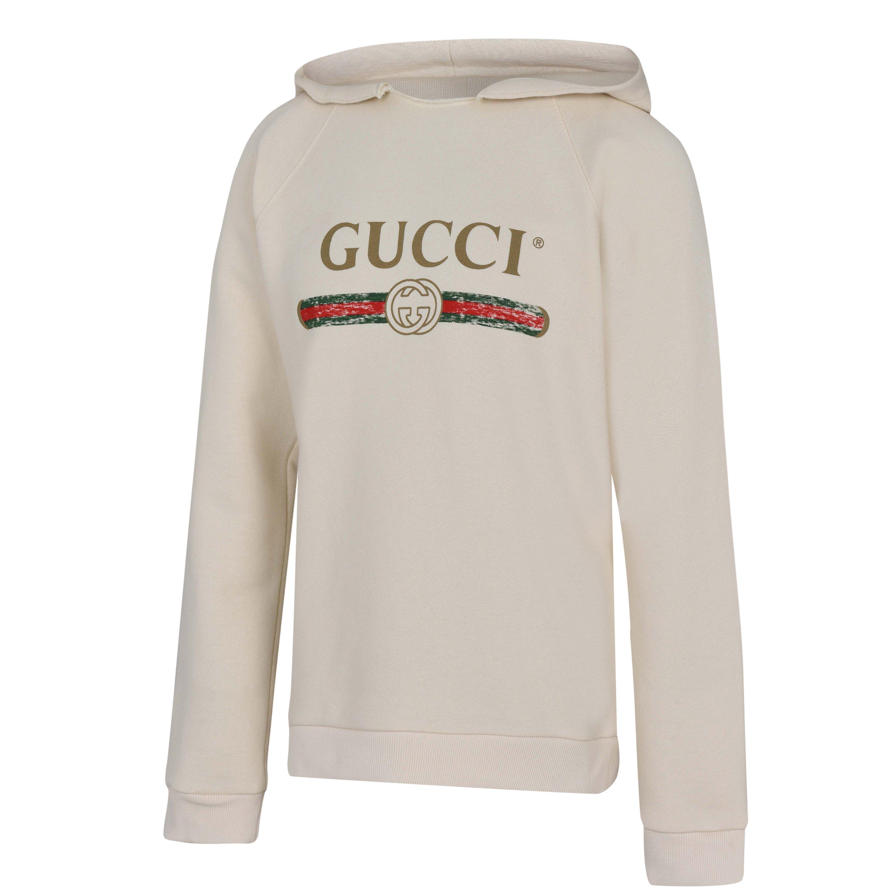 White 9112 - Gucci - Boys' Fake Logo Cotton Hoodie - 3