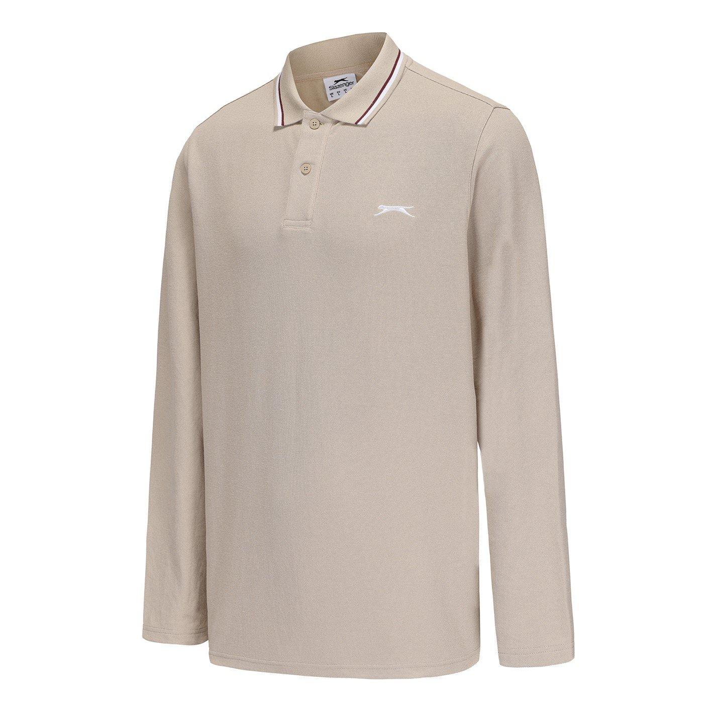 Bege - Slazenger - Long Sleeve Tipped Polo Men - 3