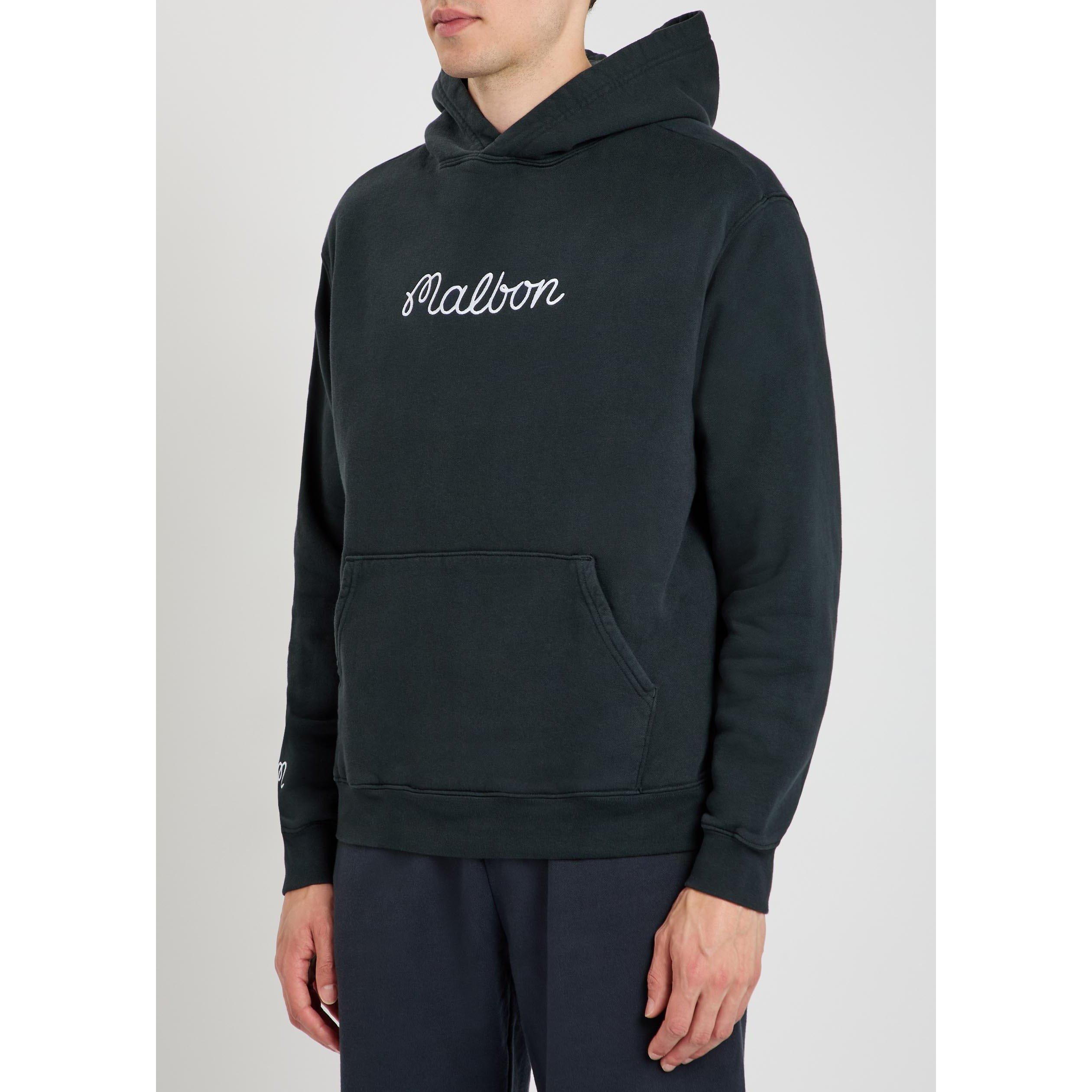 NAVY - Malbon - Men's Fesque Over the Head Cotton Hoodie - 2