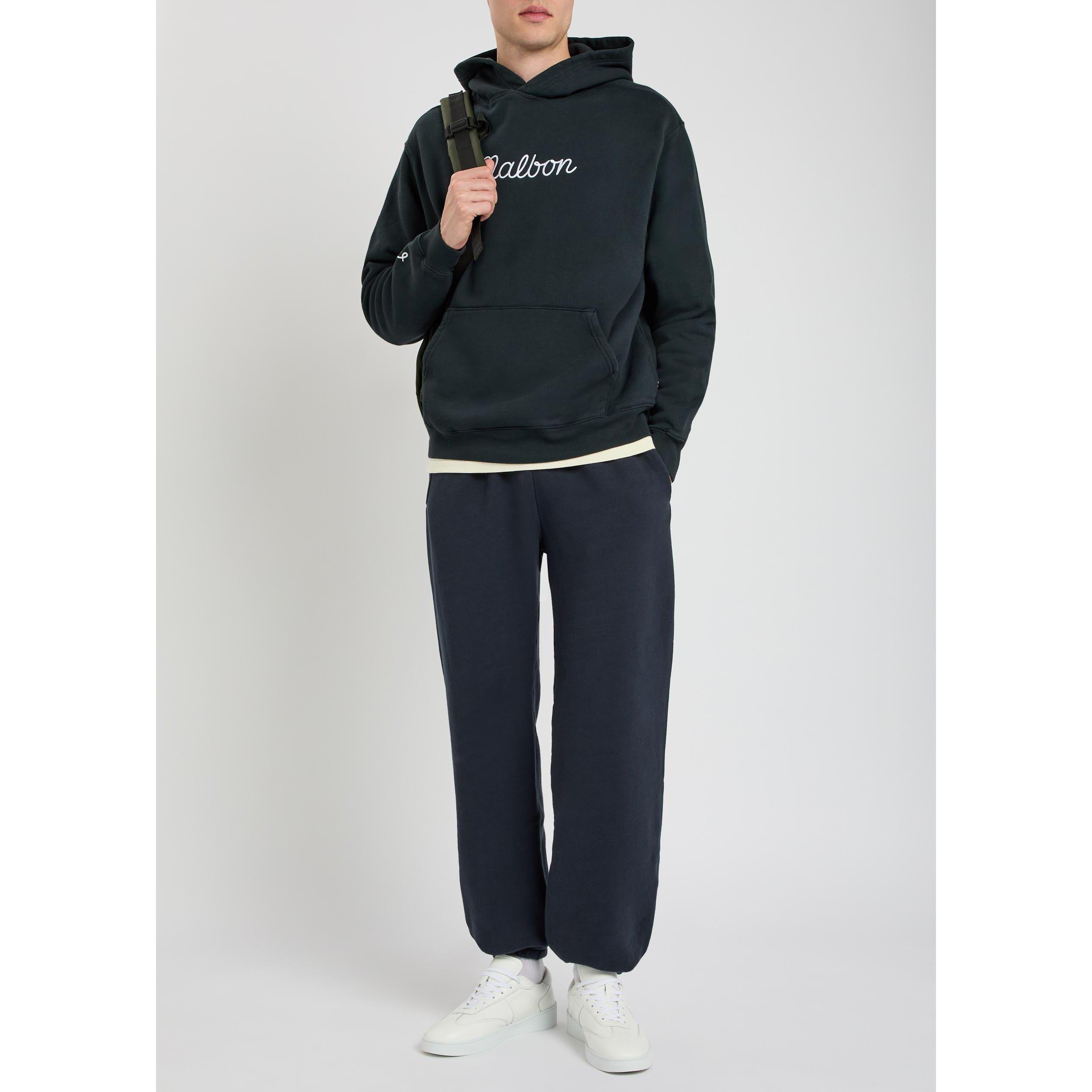 NAVY - Malbon - Men's Fesque Over the Head Cotton Hoodie - 5