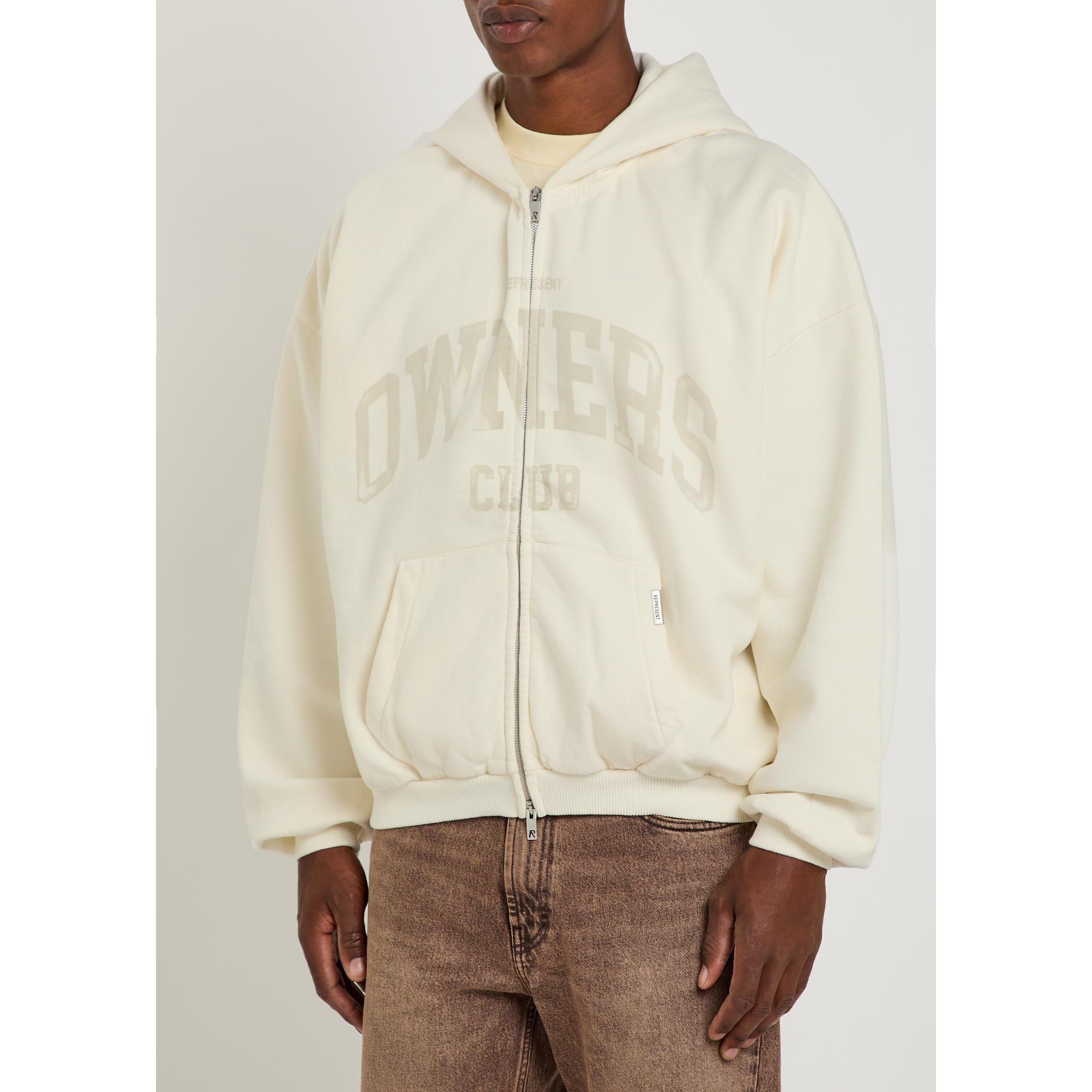 WHITE - Represent - Men's Owners Club Cotton Oversized-Fit Zip Hoodie - 2