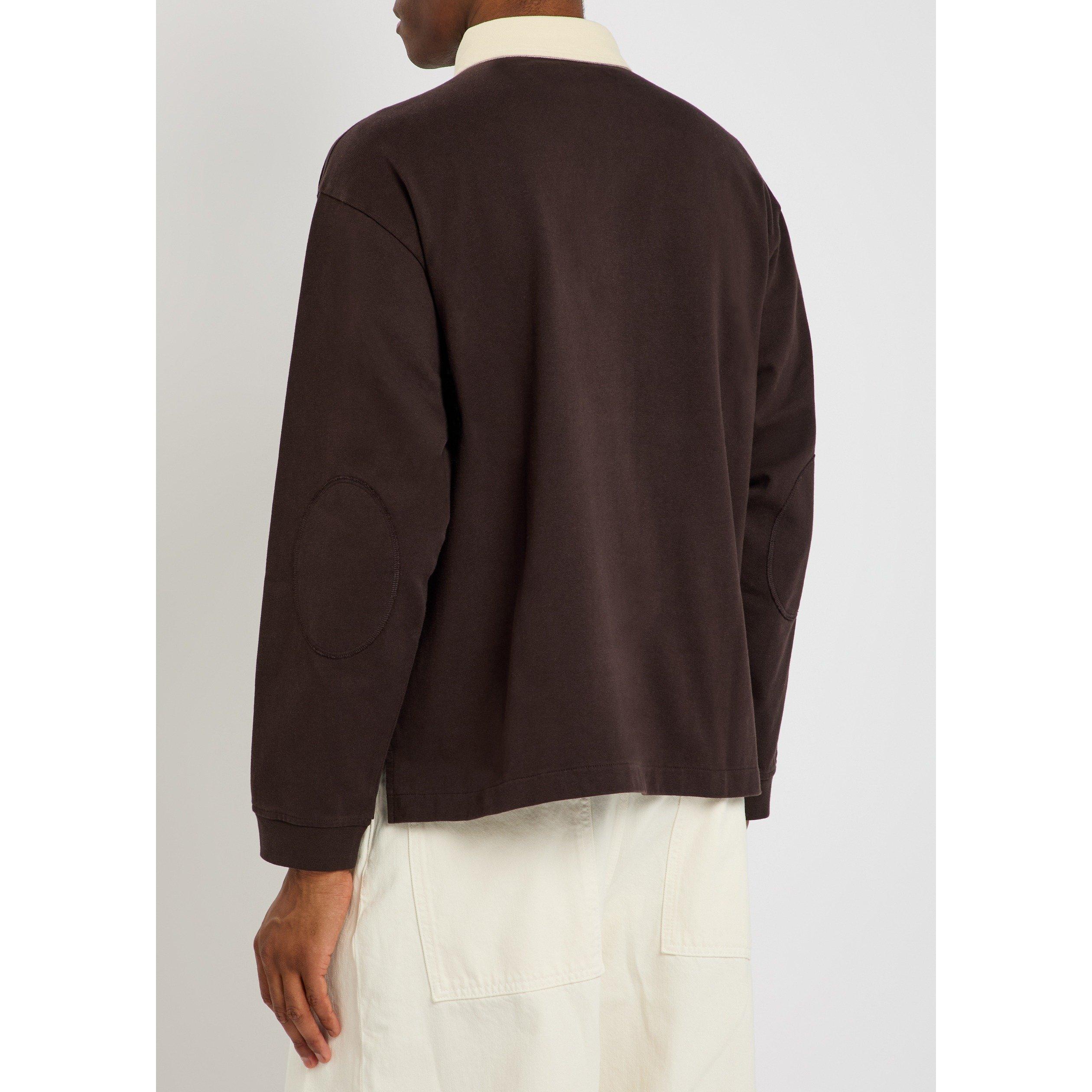 BROWN - Frame - Men's Cotton Relaxed-Fit Rugby Polo Shirt - 3