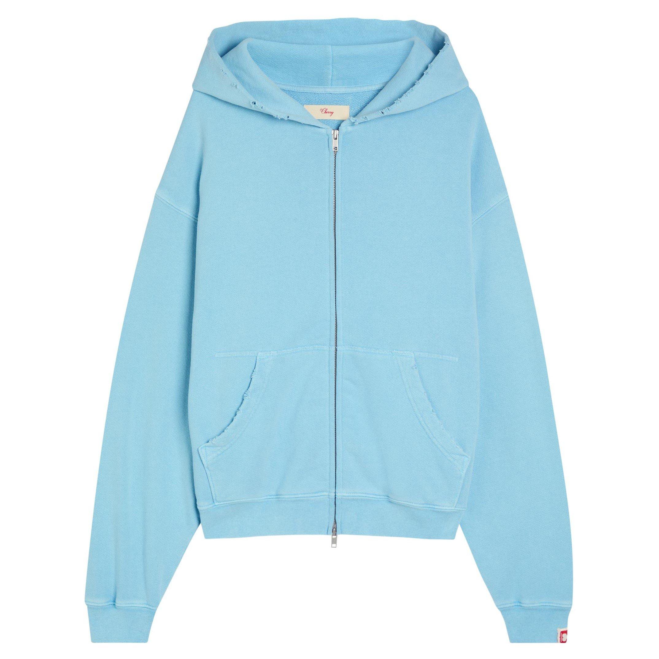 BLUE LIGHT - Cherry LA - DISTRESSED ZIP UP HOODIE