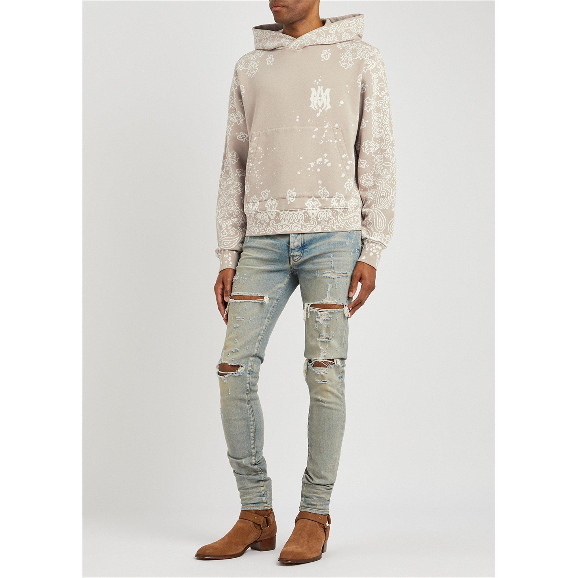 BEIGE AND OTHER - Amiri - AMR BANDANA BLEACH HOODIE - 5