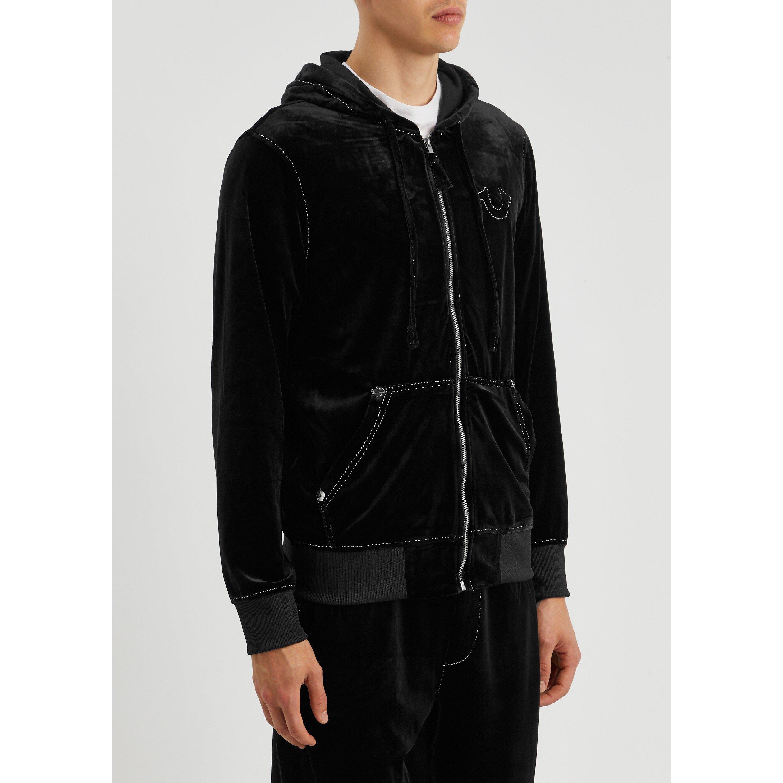 BLACK - True Religion - Men's Velour Zip Hoodie - 2