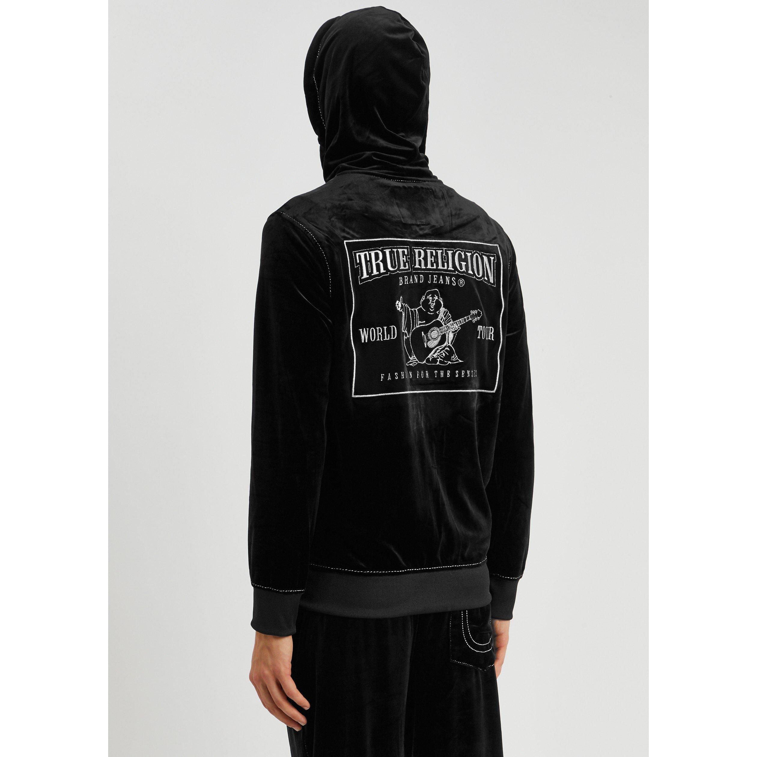 BLACK - True Religion - Men's Velour Zip Hoodie - 3