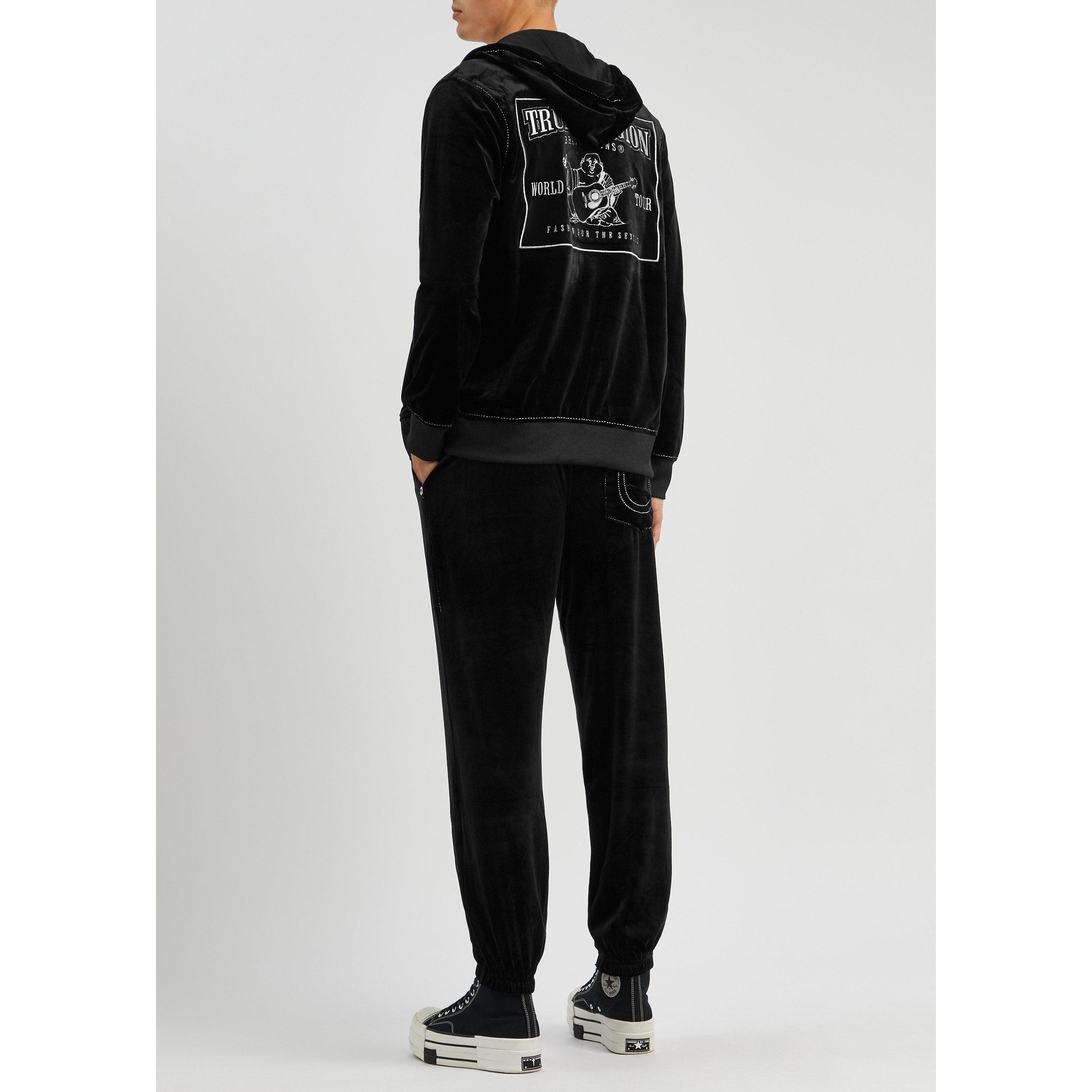 BLACK - True Religion - Men's Velour Zip Hoodie - 5