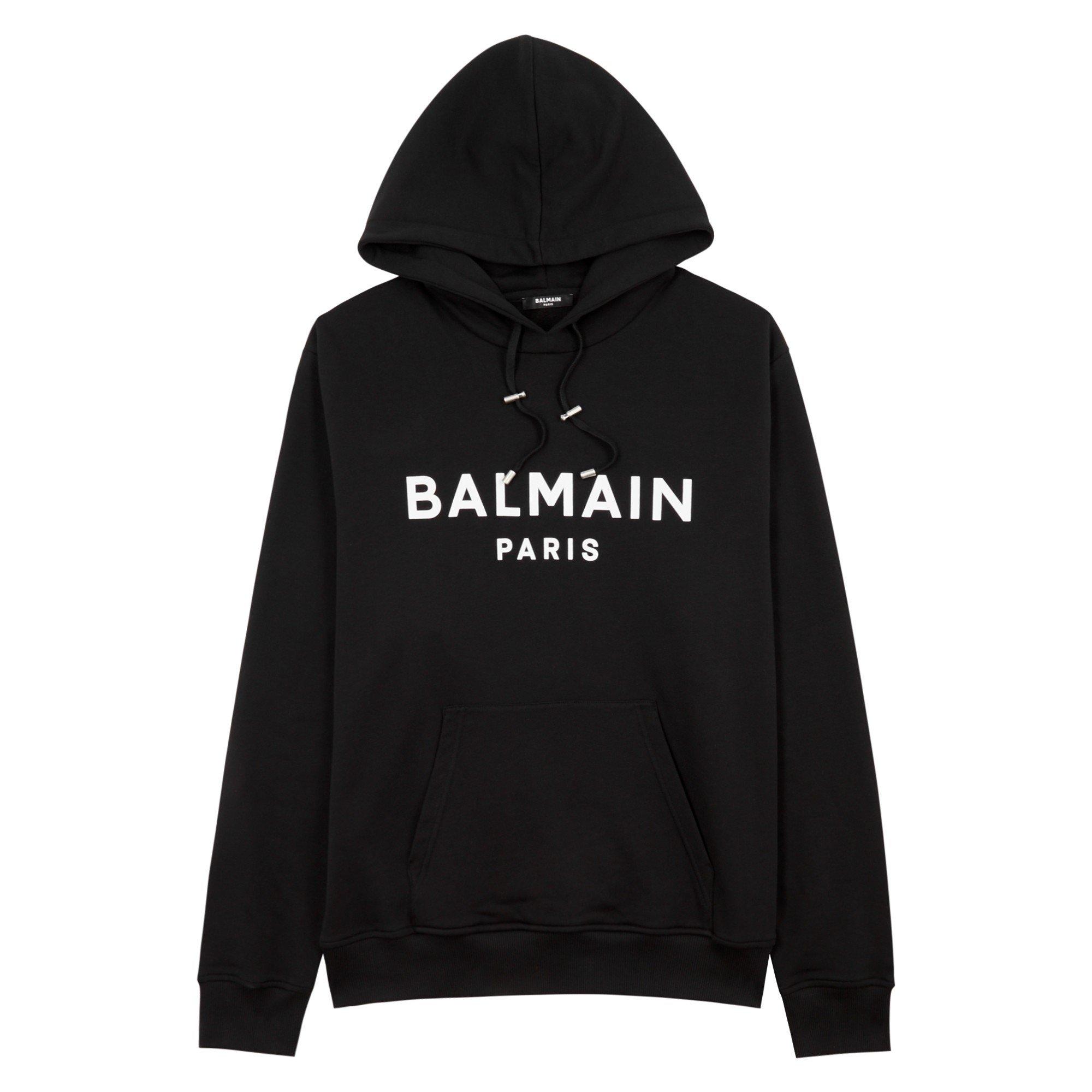 BLACK AND OTHER - Balmain - BAL PRINTED LOGO HOODIE - 1