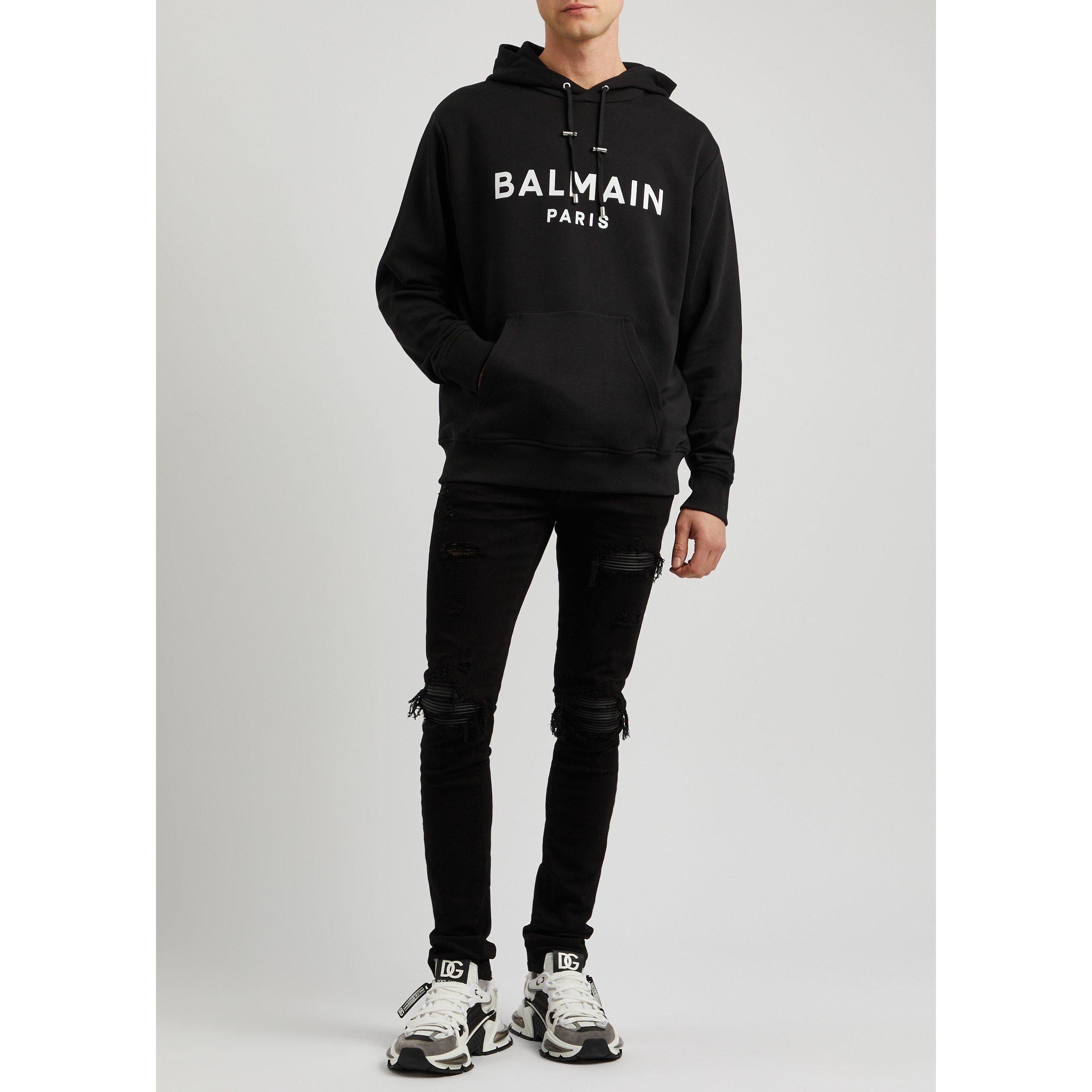 BLACK AND OTHER - Balmain - BAL PRINTED LOGO HOODIE - 5