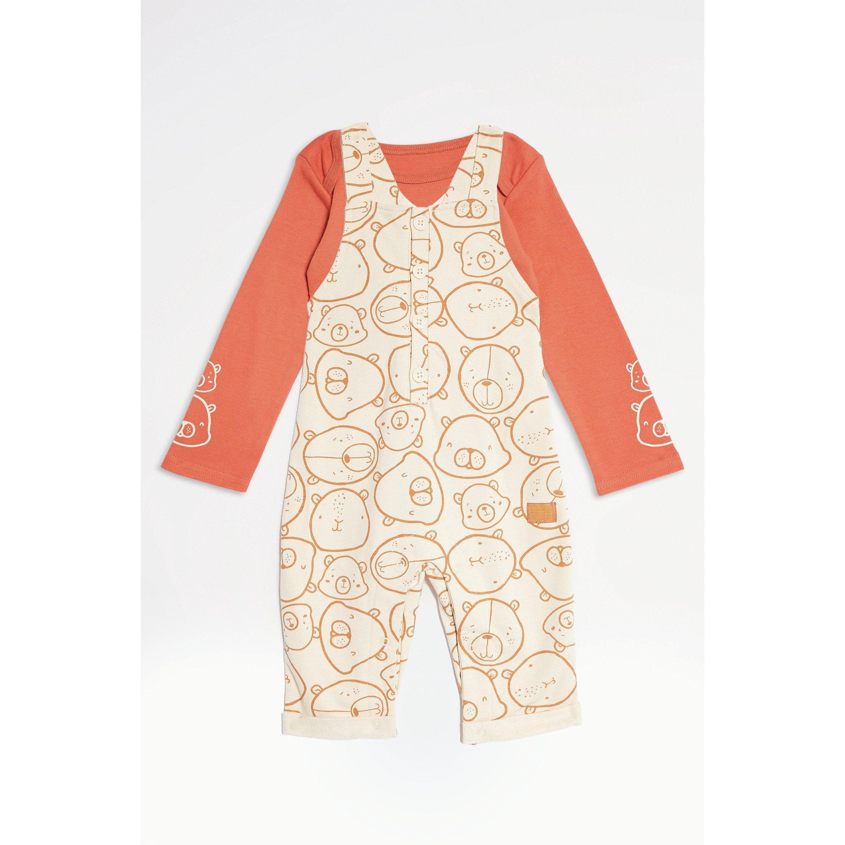 Creme/Laranja - Hello World - Kids' Short-Sleeve Blouse - 1