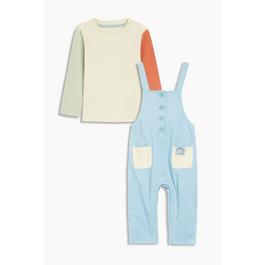Hello World Baby Boys Cord Dungaree and Top Set