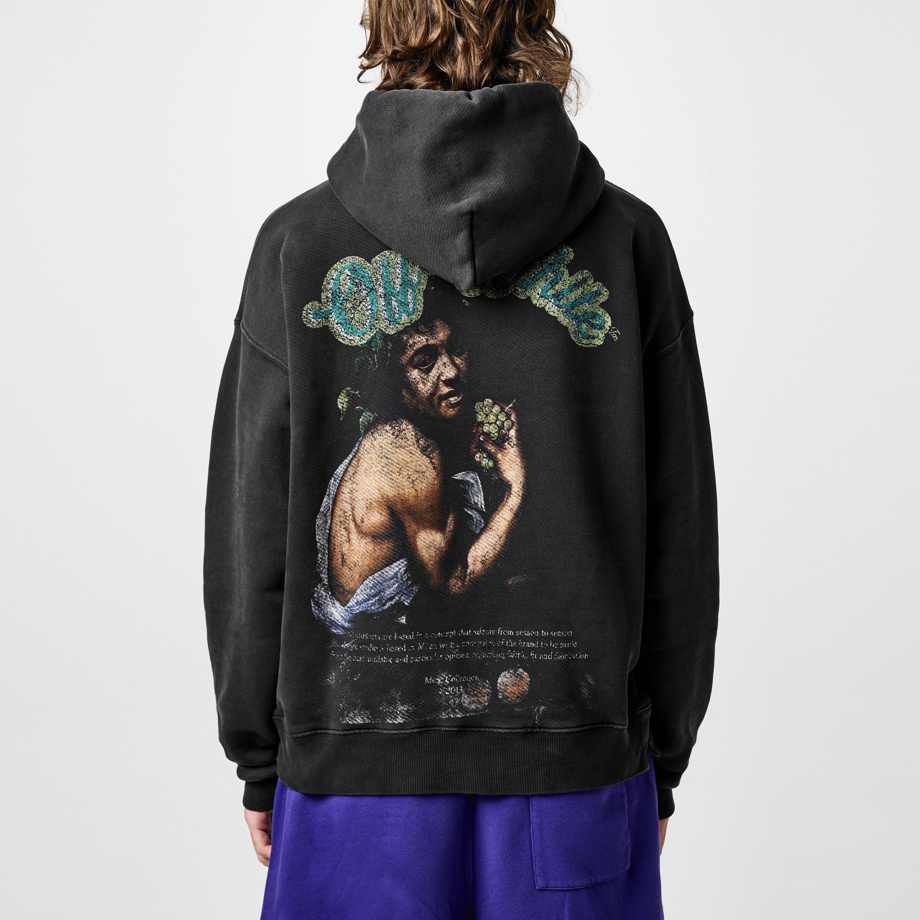 Crna - Off White - Men's Bacchus Skate Hoodie, Unique Distressed Print - 3