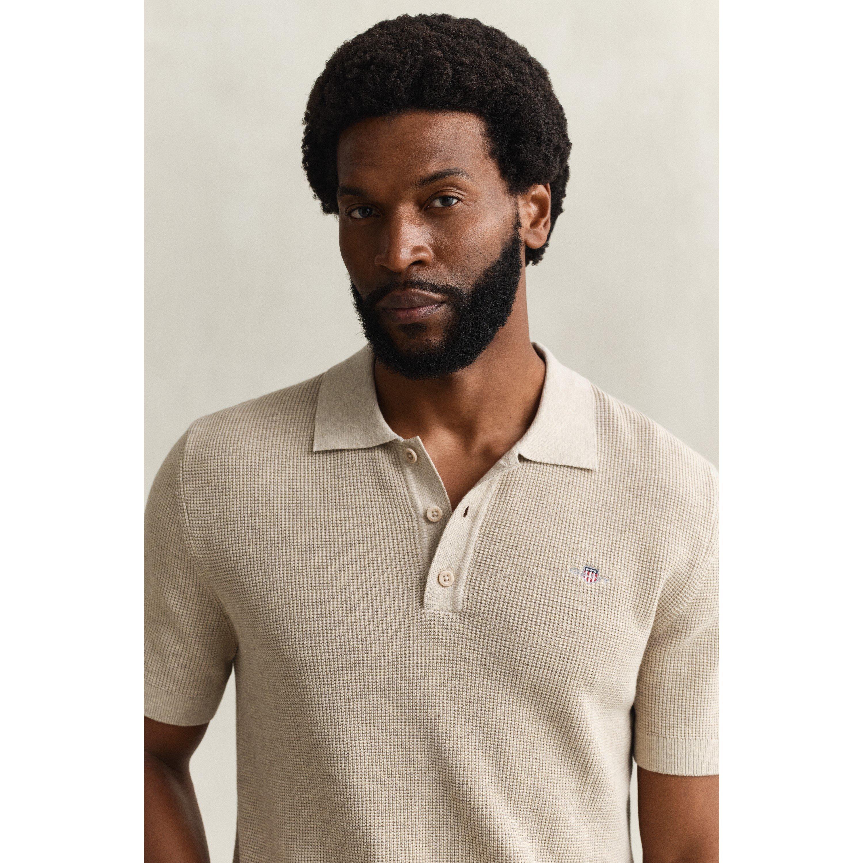 Oat Melange 198 - Gant - Men's Short Sleeve Polo Shirt - 4