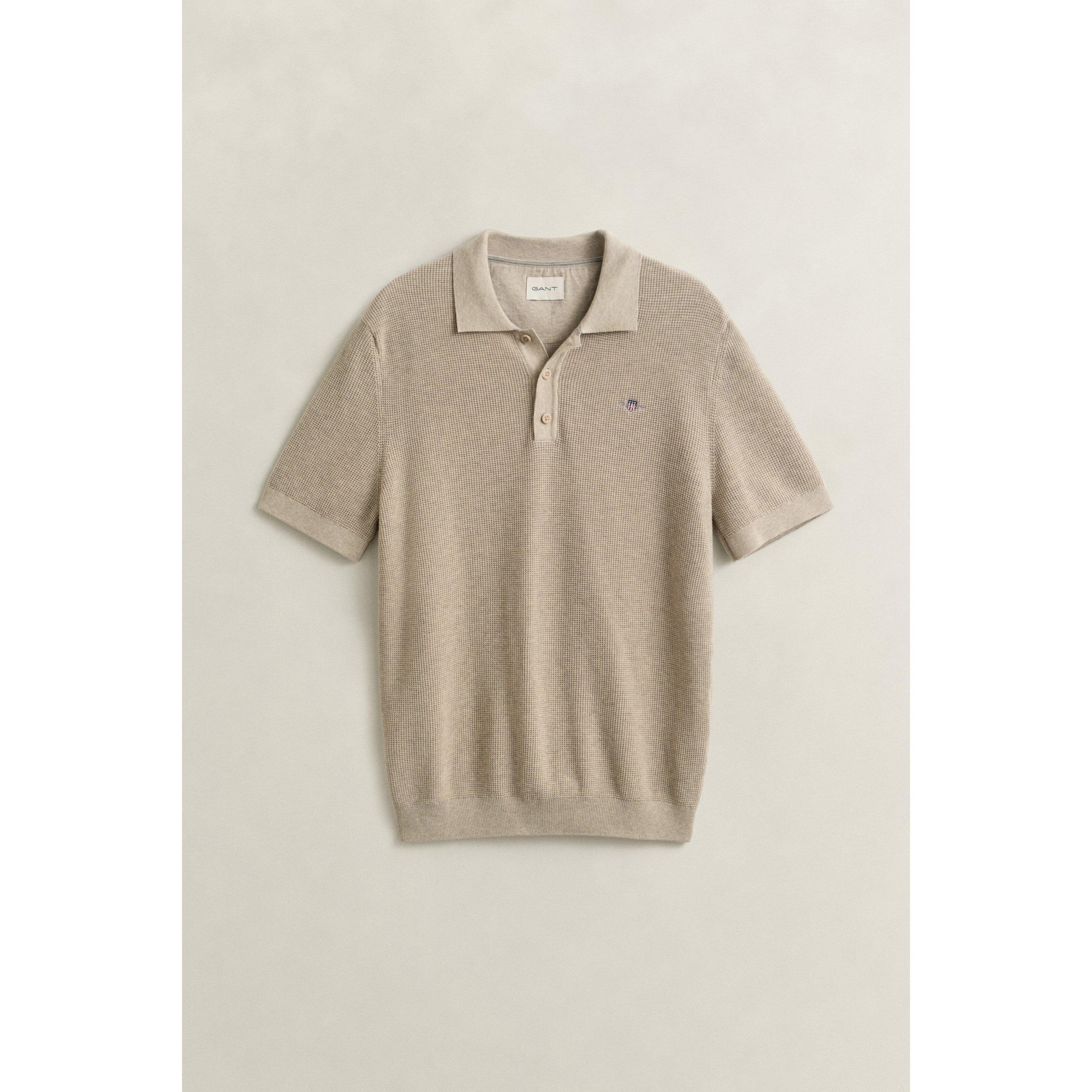 Oat Melange 198 - Gant - Men's Short Sleeve Polo Shirt - 5