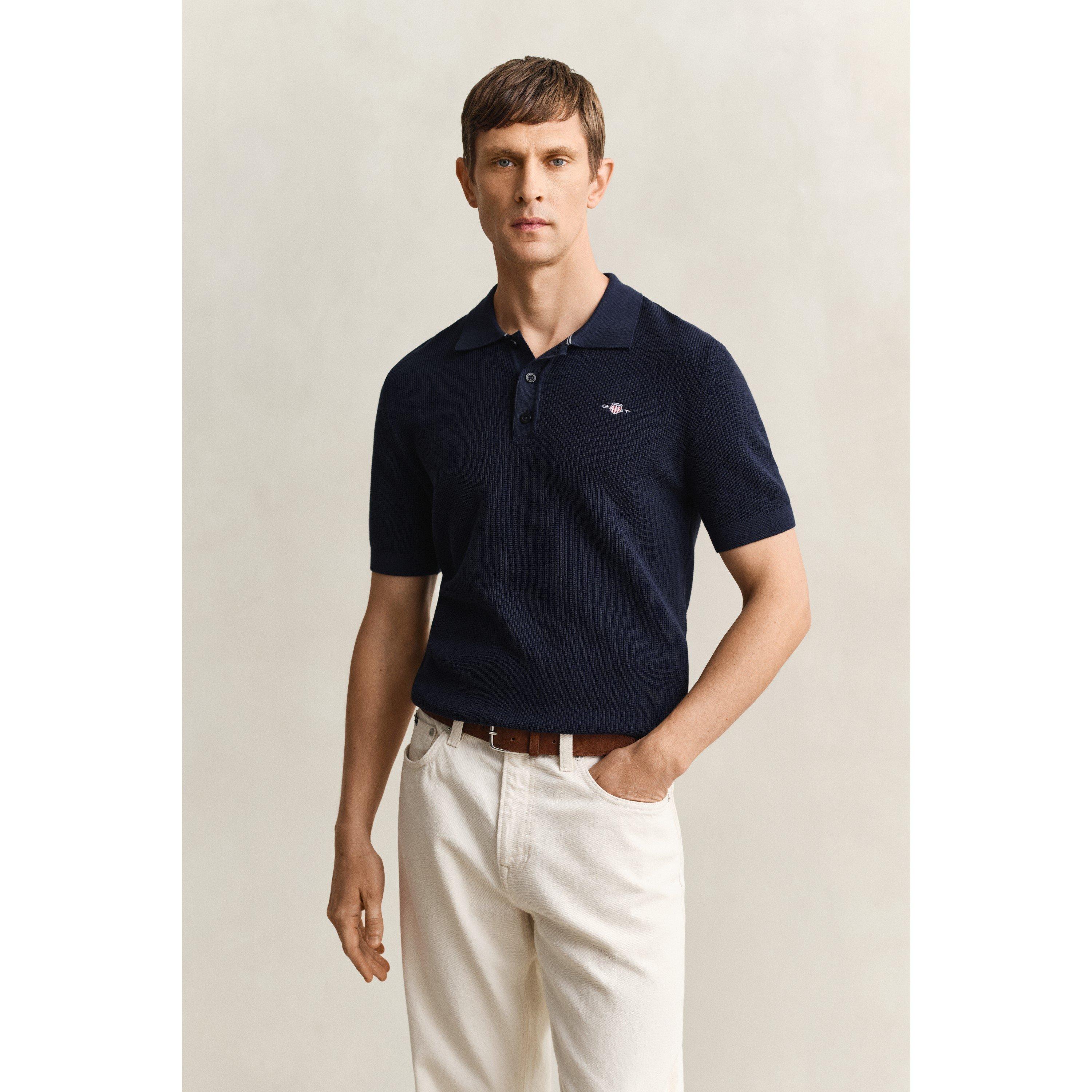 Gant Men's Short Sleeve Polo Shirt - Evenng Blue 433 - 2XL