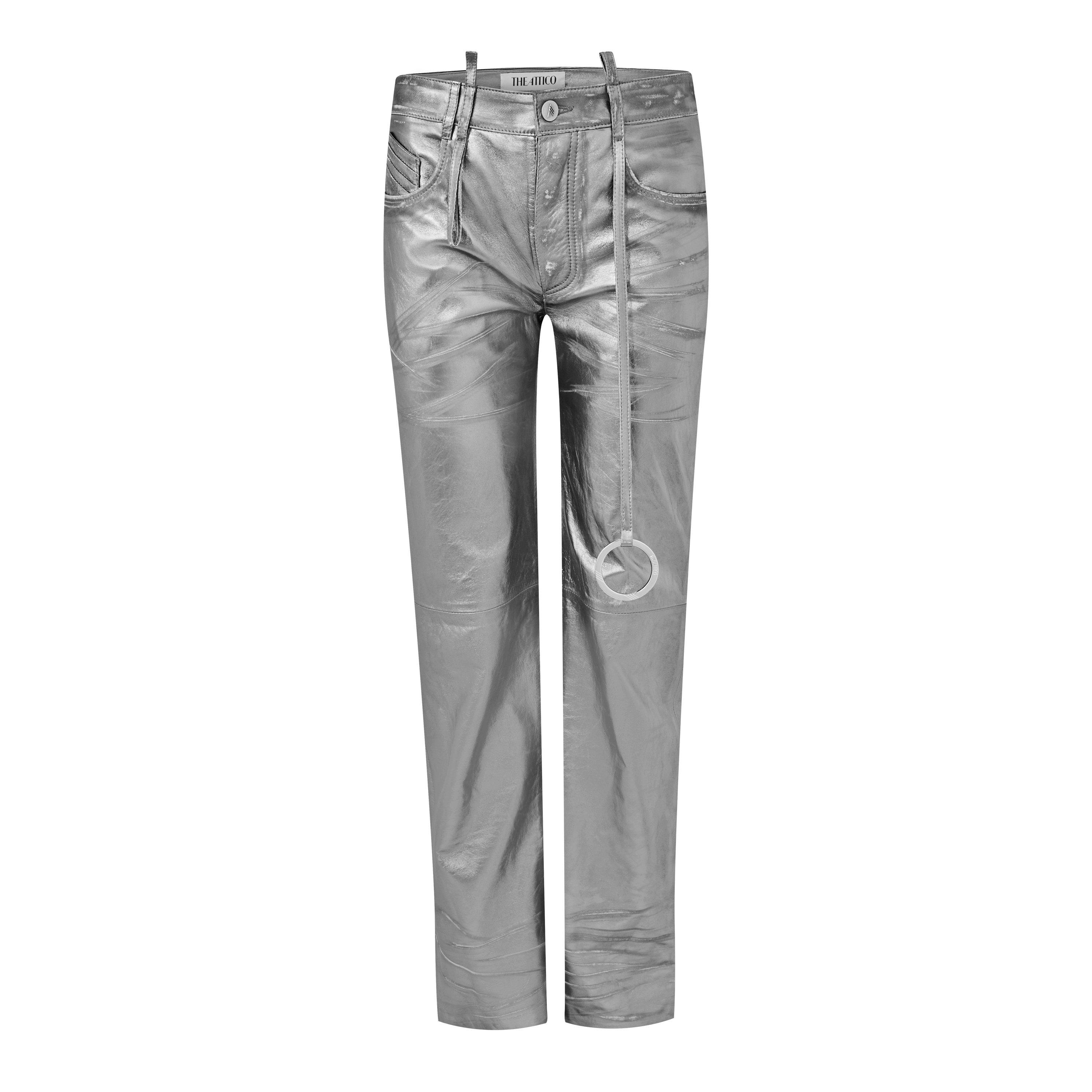 SILVER - The Attico - Women's Mirror Straight Leg Trousers - 4