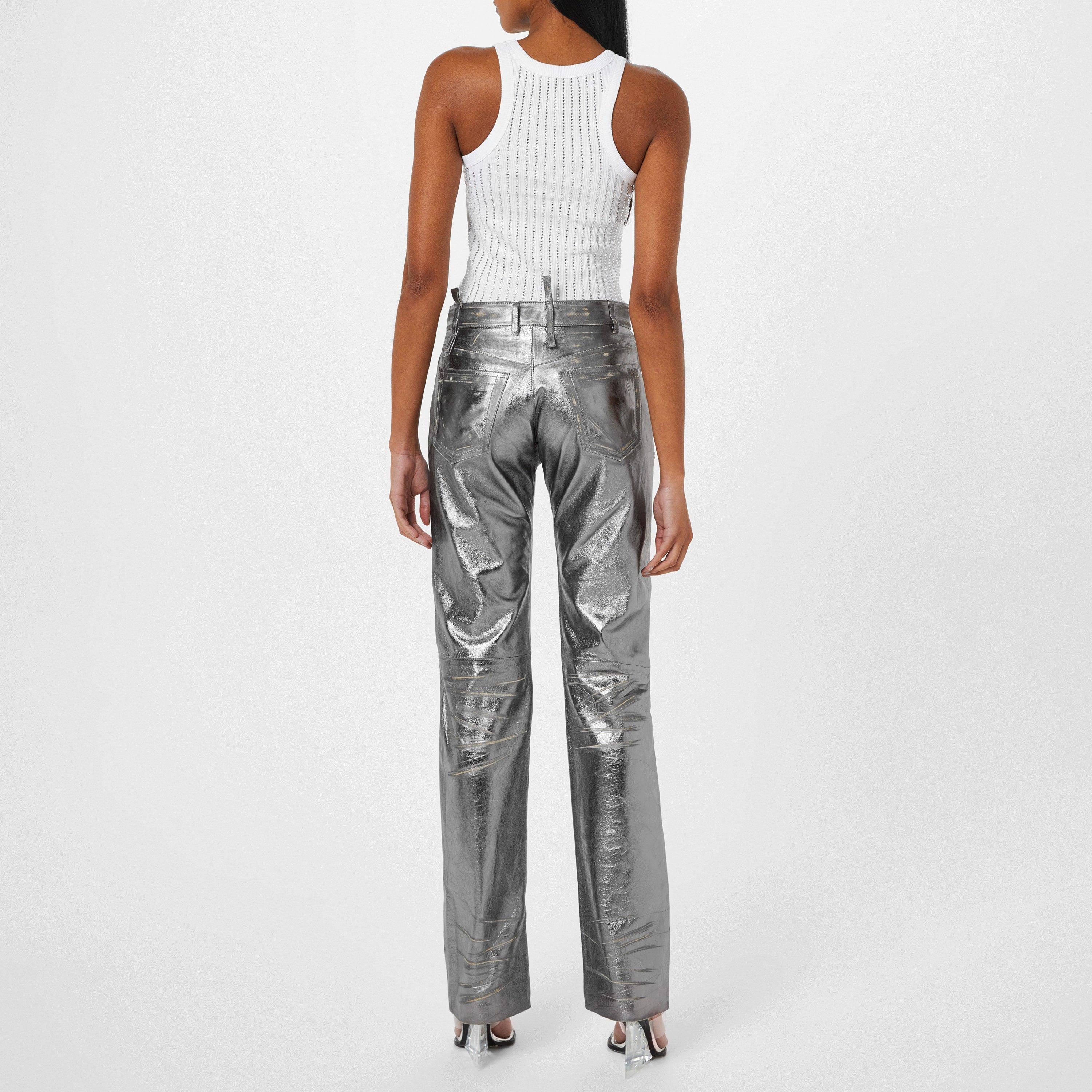 SILVER - The Attico - Women's Mirror Straight Leg Trousers - 3
