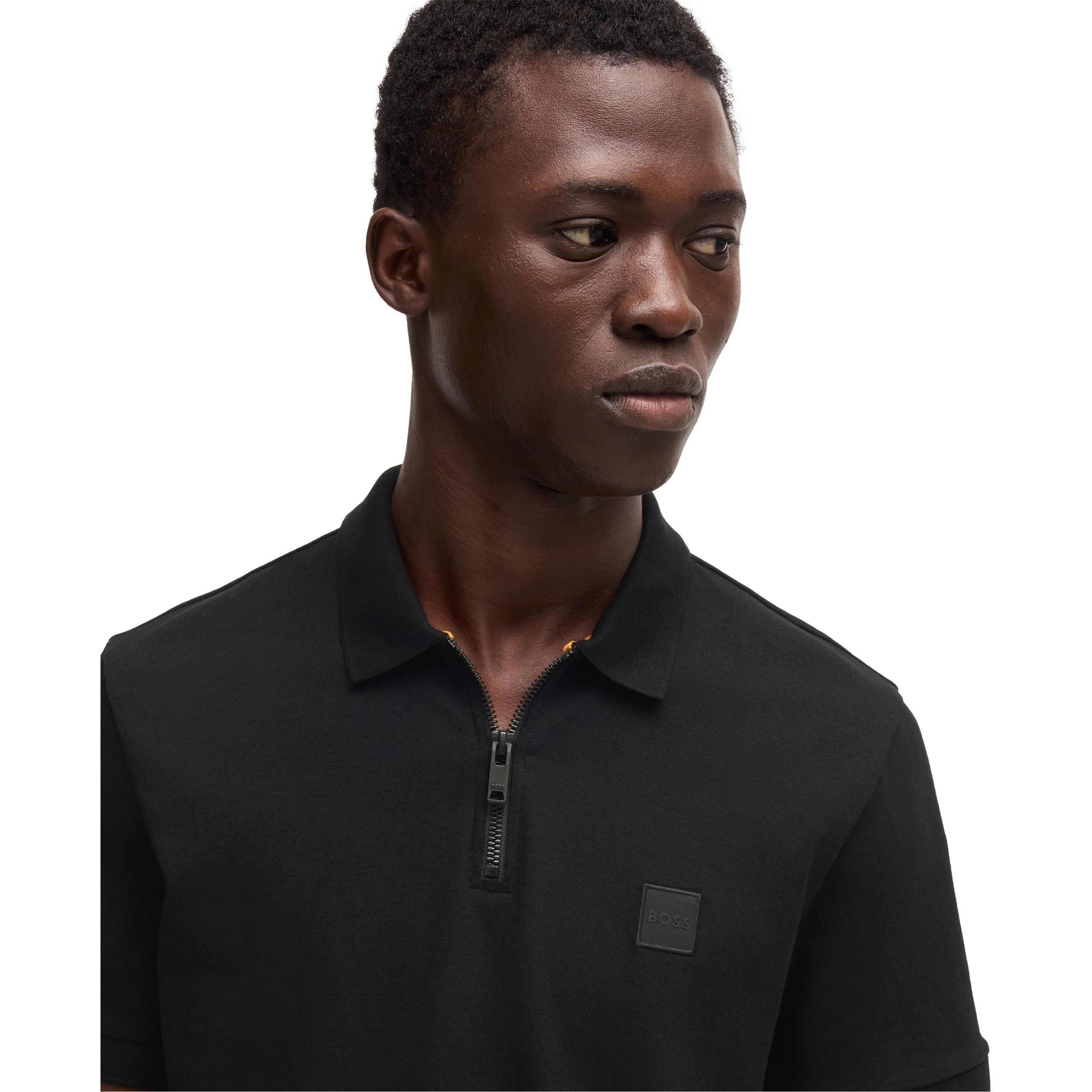 Black 001 - Boss - Men's Quarter Zip Fastening Polo - 4