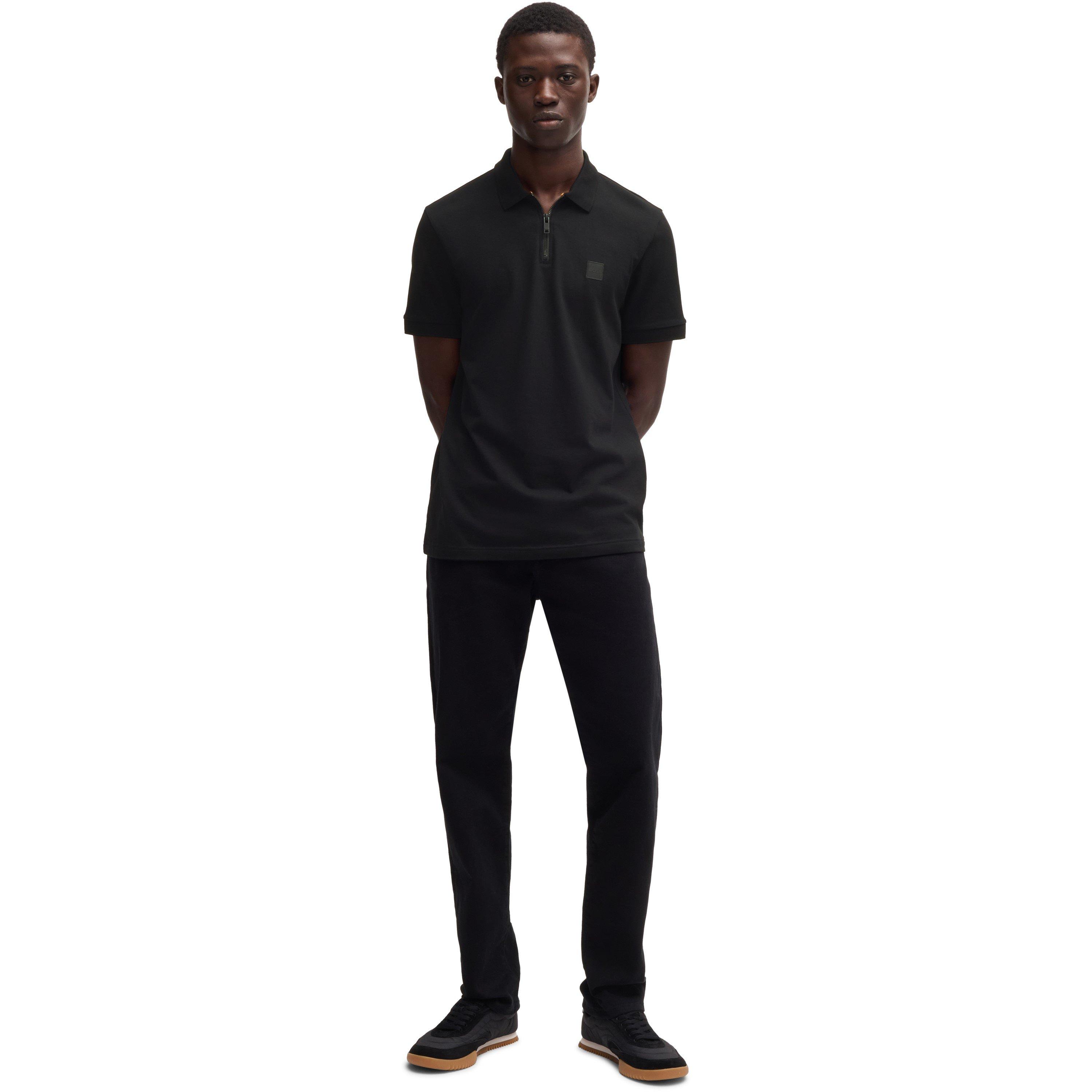 Black 001 - Boss - Men's Quarter Zip Fastening Polo - 5