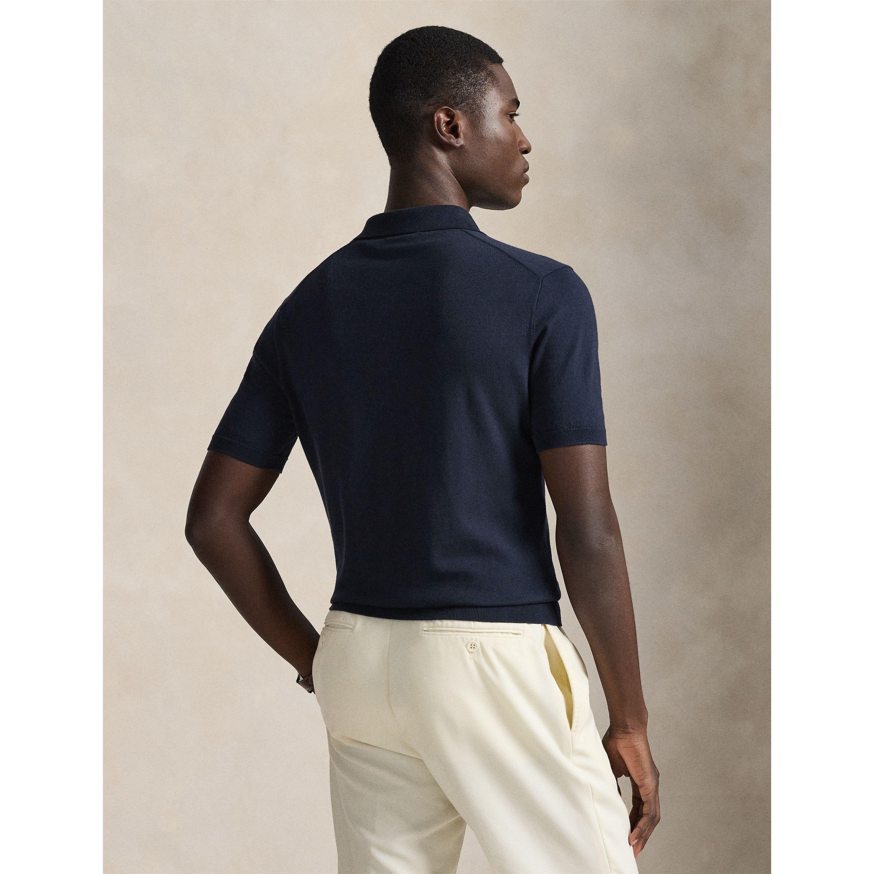 Hunter Navy - Polo Ralph Lauren - Men's Knitted Short Sleeve Shirt - 3