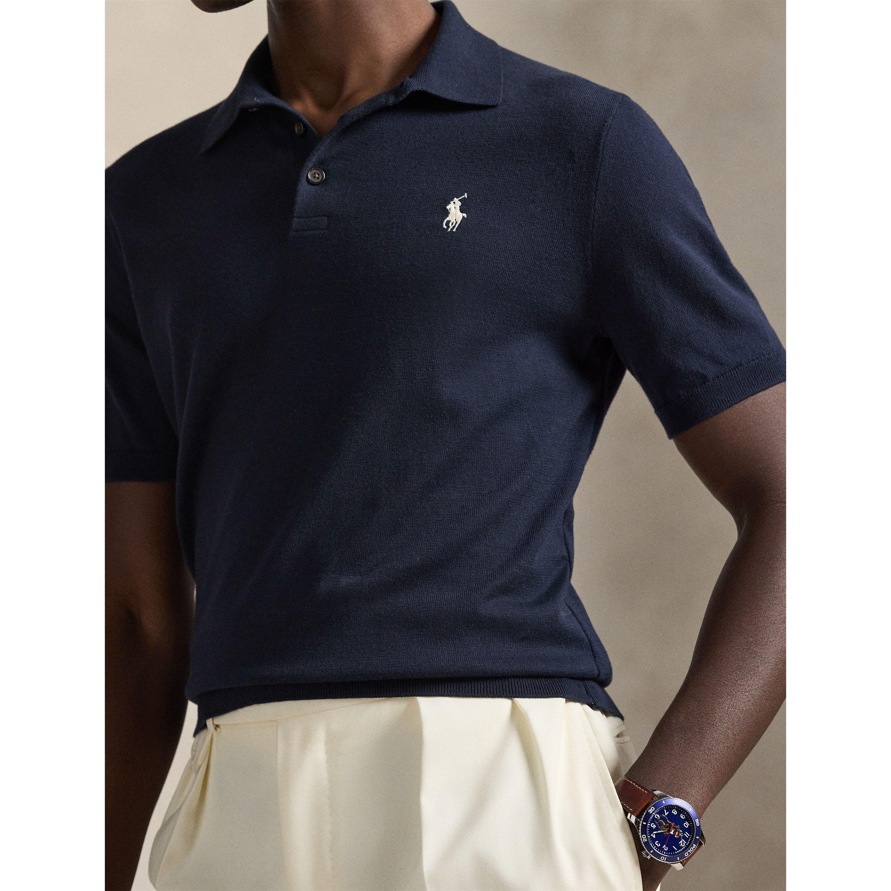 Hunter Navy - Polo Ralph Lauren - Men's Knitted Short Sleeve Shirt - 4