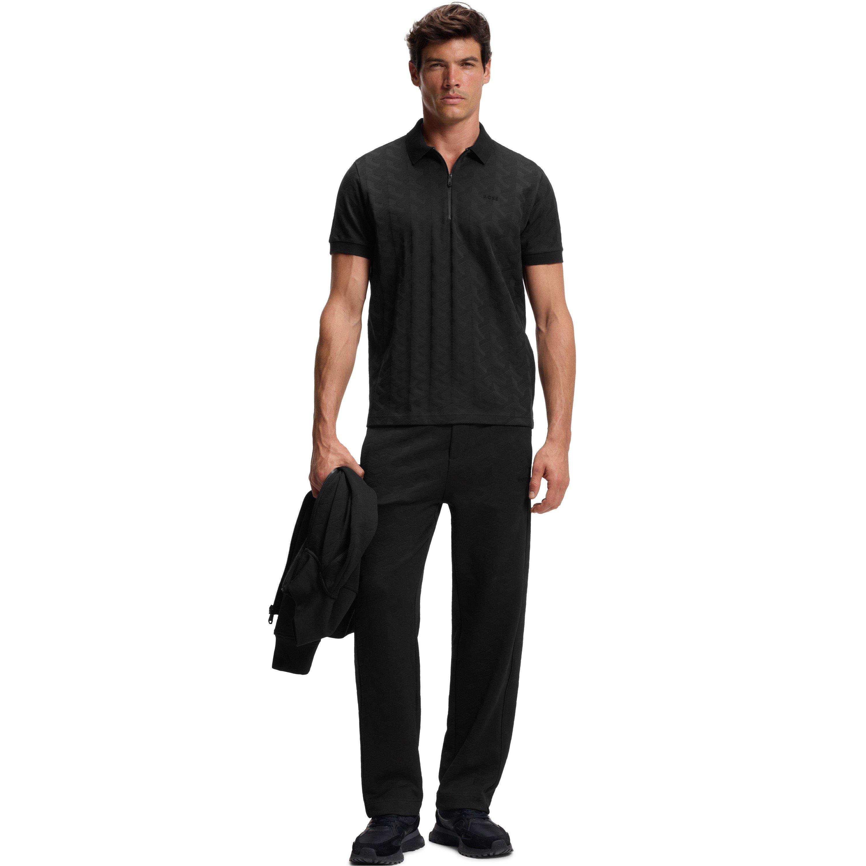 Black 001 - Boss - Men's HBG Mirror QZ Design Polo - 5