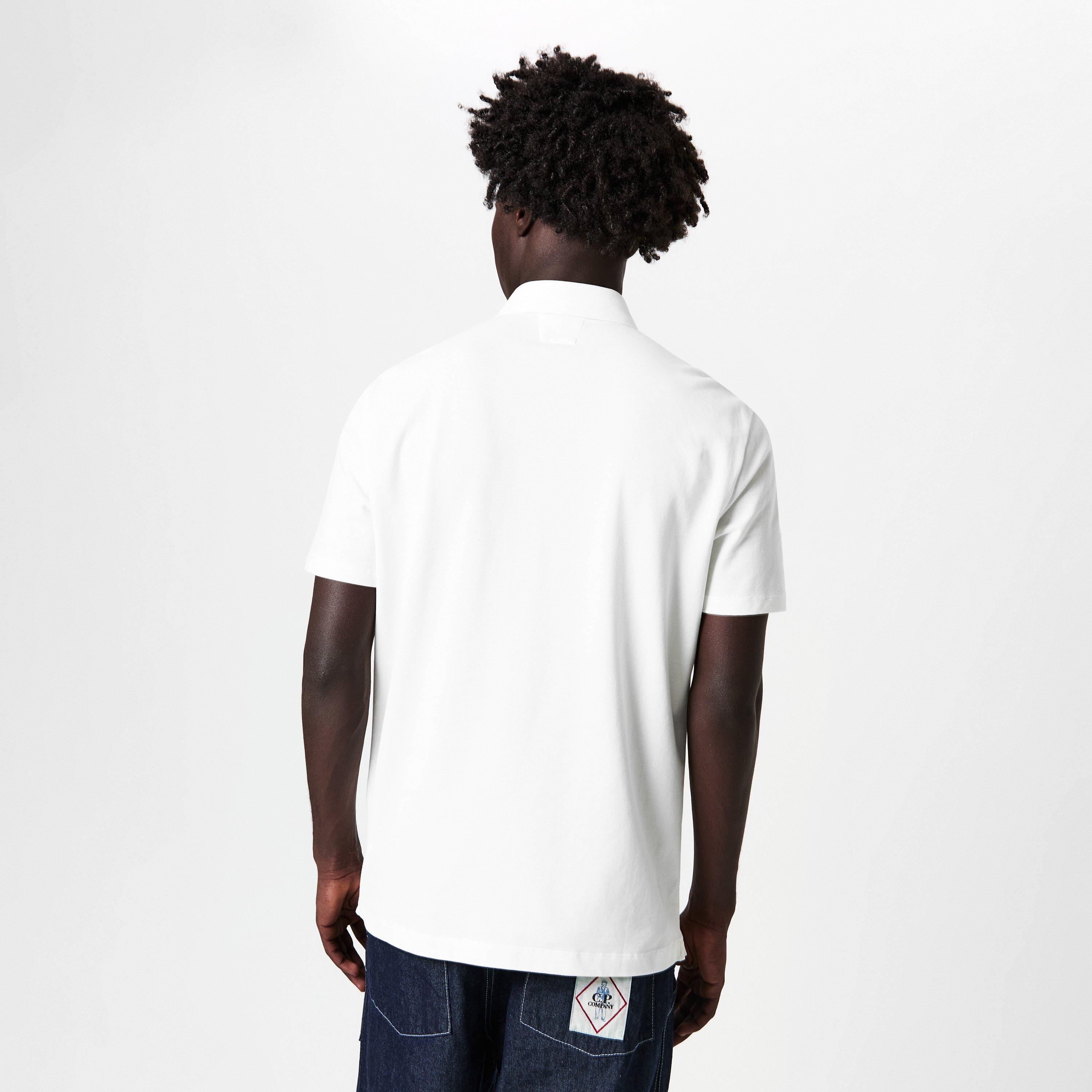 Gauze White 103 - CP Company - Short Sleeve Logo Patch Polo Shirt - 4