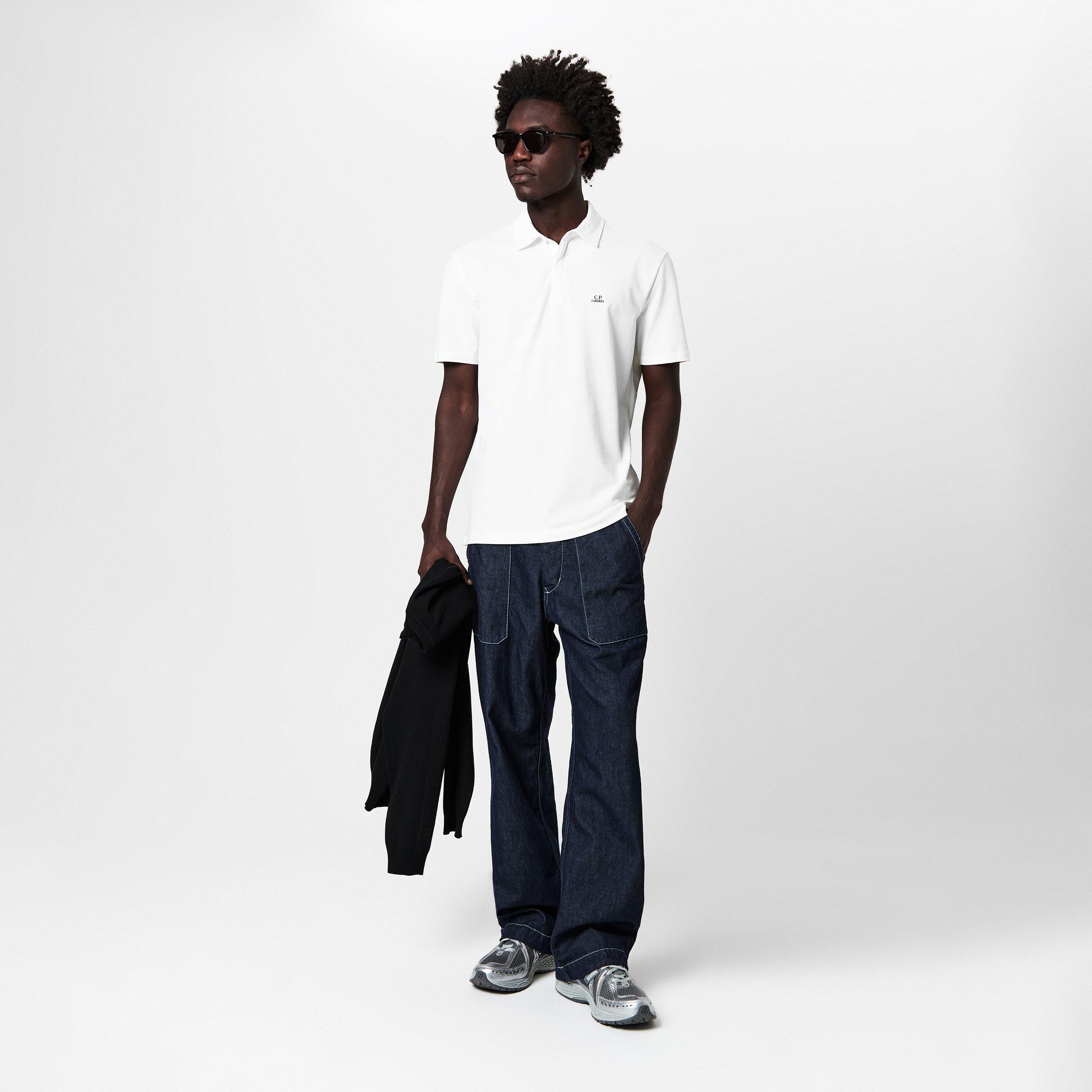 Gauze White 103 - CP Company - Short Sleeve Logo Patch Polo Shirt - 6