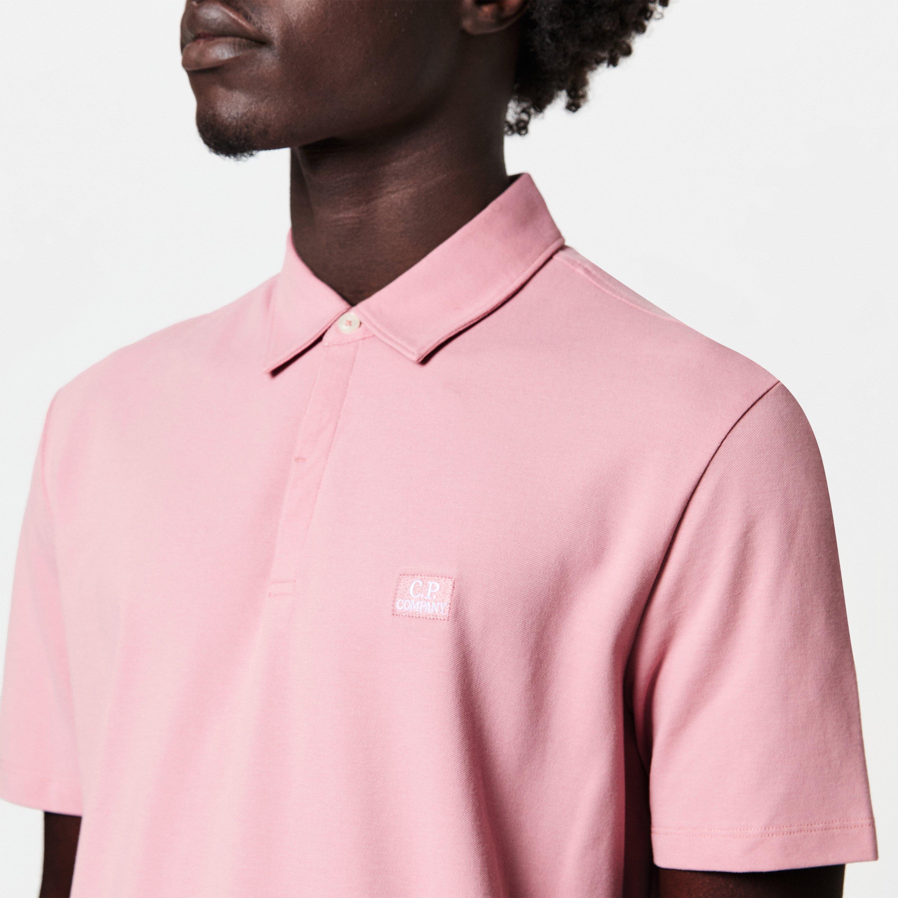 Misty Rose 520 - CP Company - Short Sleeve Logo Patch Polo Shirt - 5