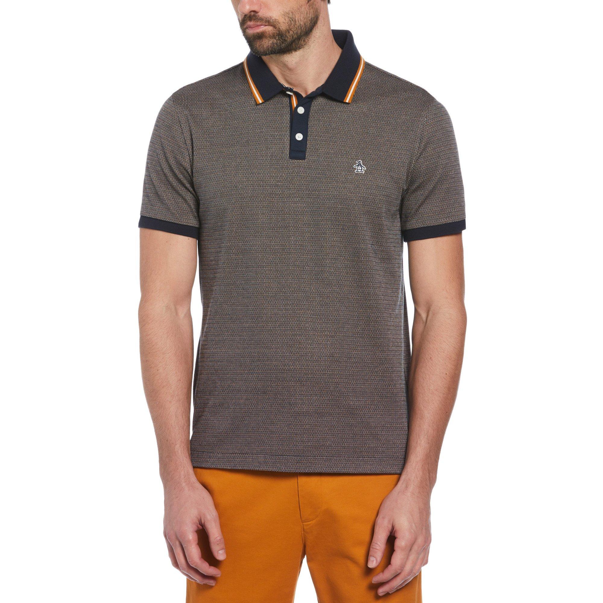 Original Penguin Men's Jacquard Short-Sleeve Polo Shirt - Dark Sapphire - Small