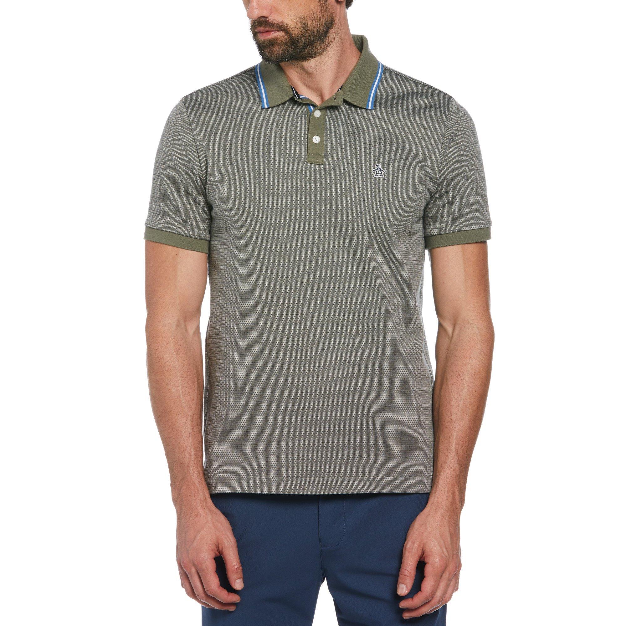Original Penguin Men's Jacquard Short-Sleeve Polo Shirt - Dusty Olive - Small