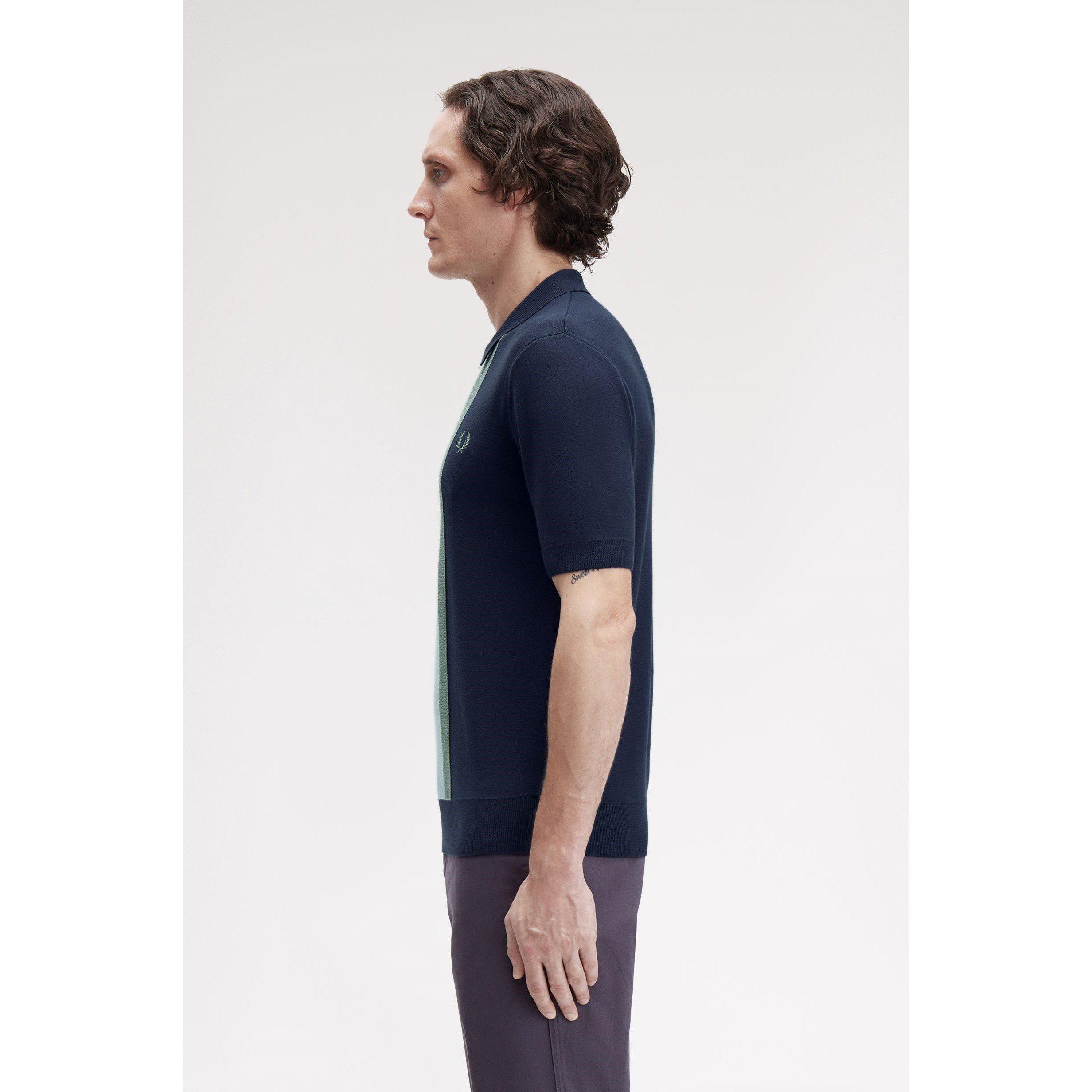 Dk Airforce 738 - Fred Perry - Men's Vertical Stripe Zipped Short-Sleeve Polo Shirt - 4