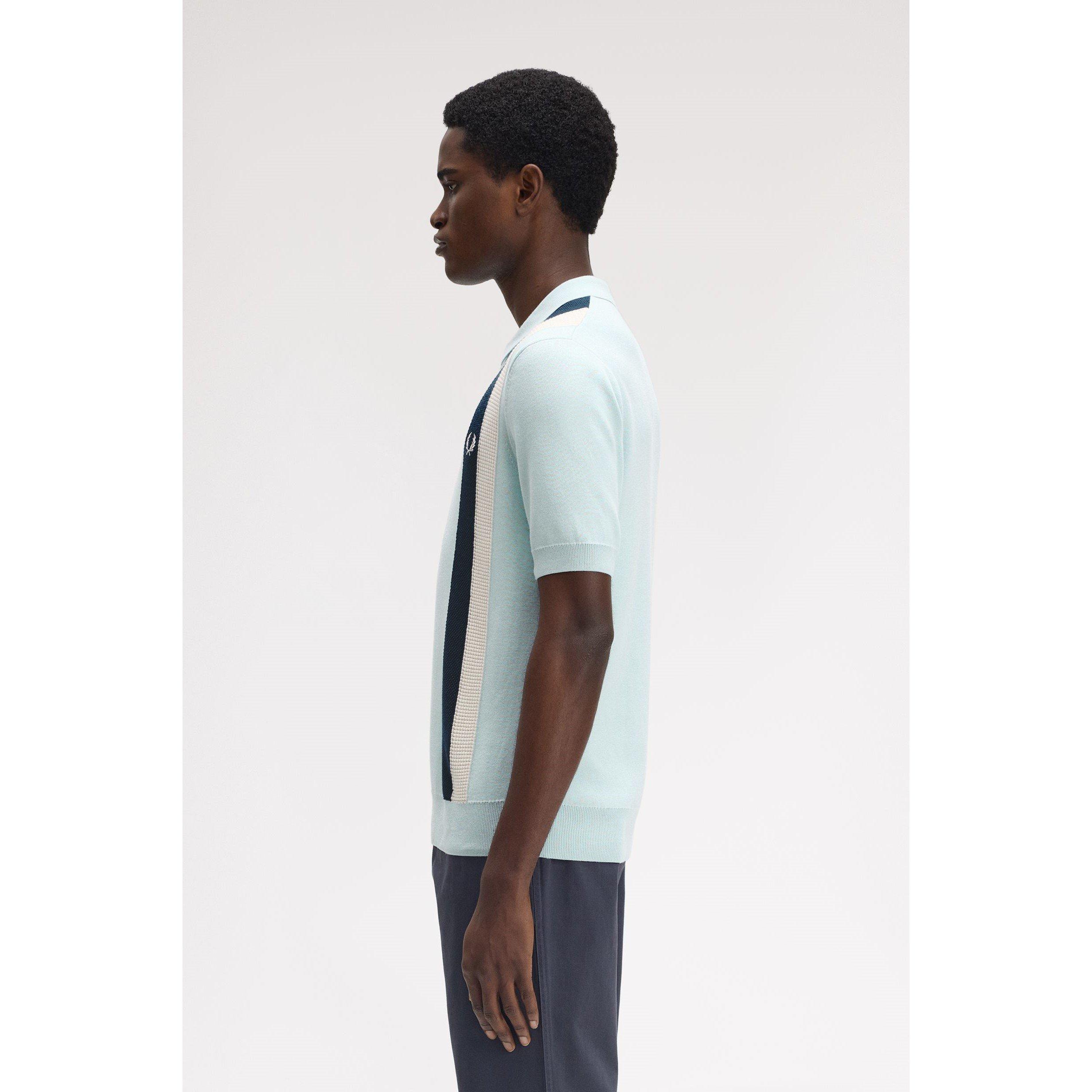 Light Ice R30 - Fred Perry - Men's Vertical Stripe Zipped Short-Sleeve Polo Shirt - 4