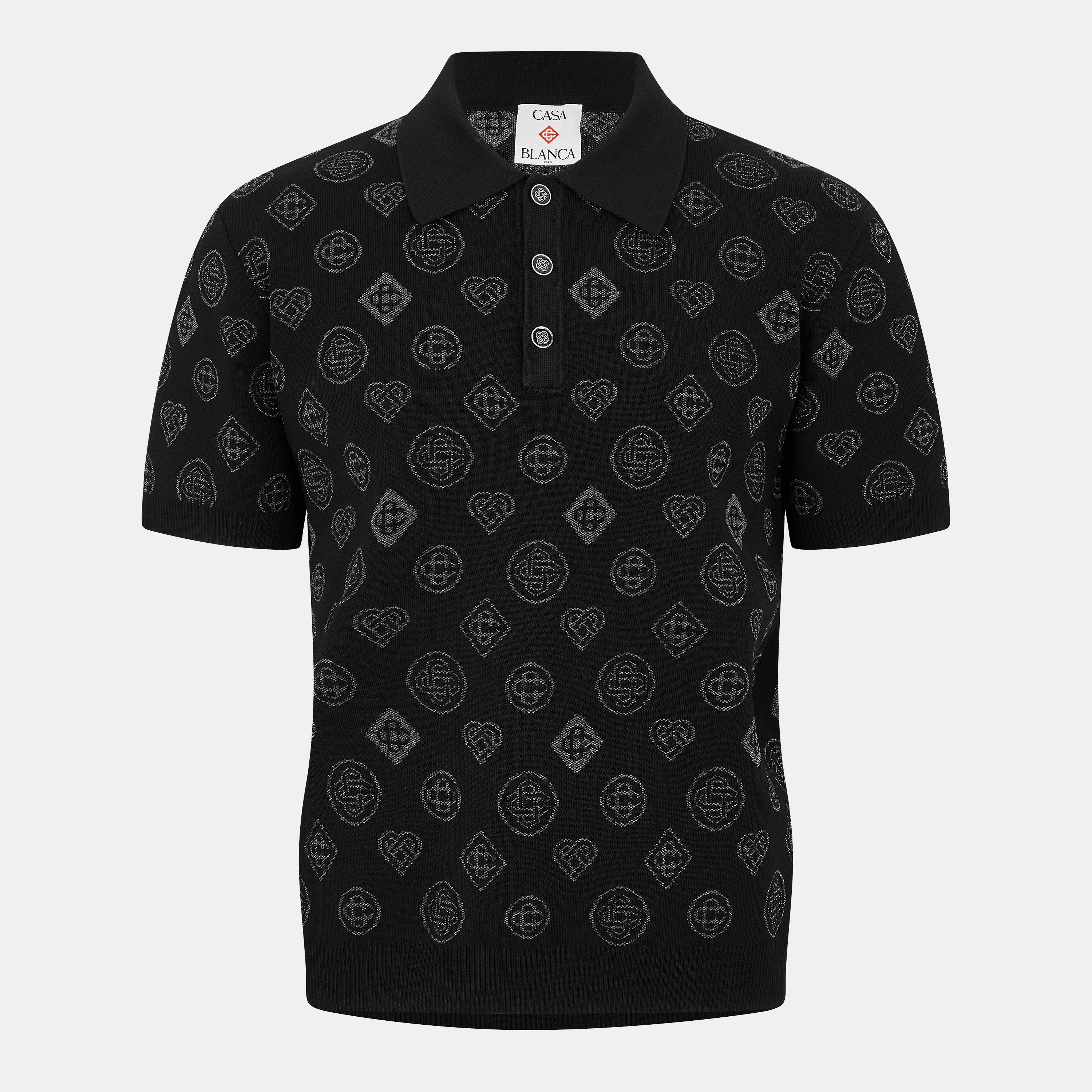 Casablanca Men's City Jacquard Short Sleeve Polo Shirt - Black - Large