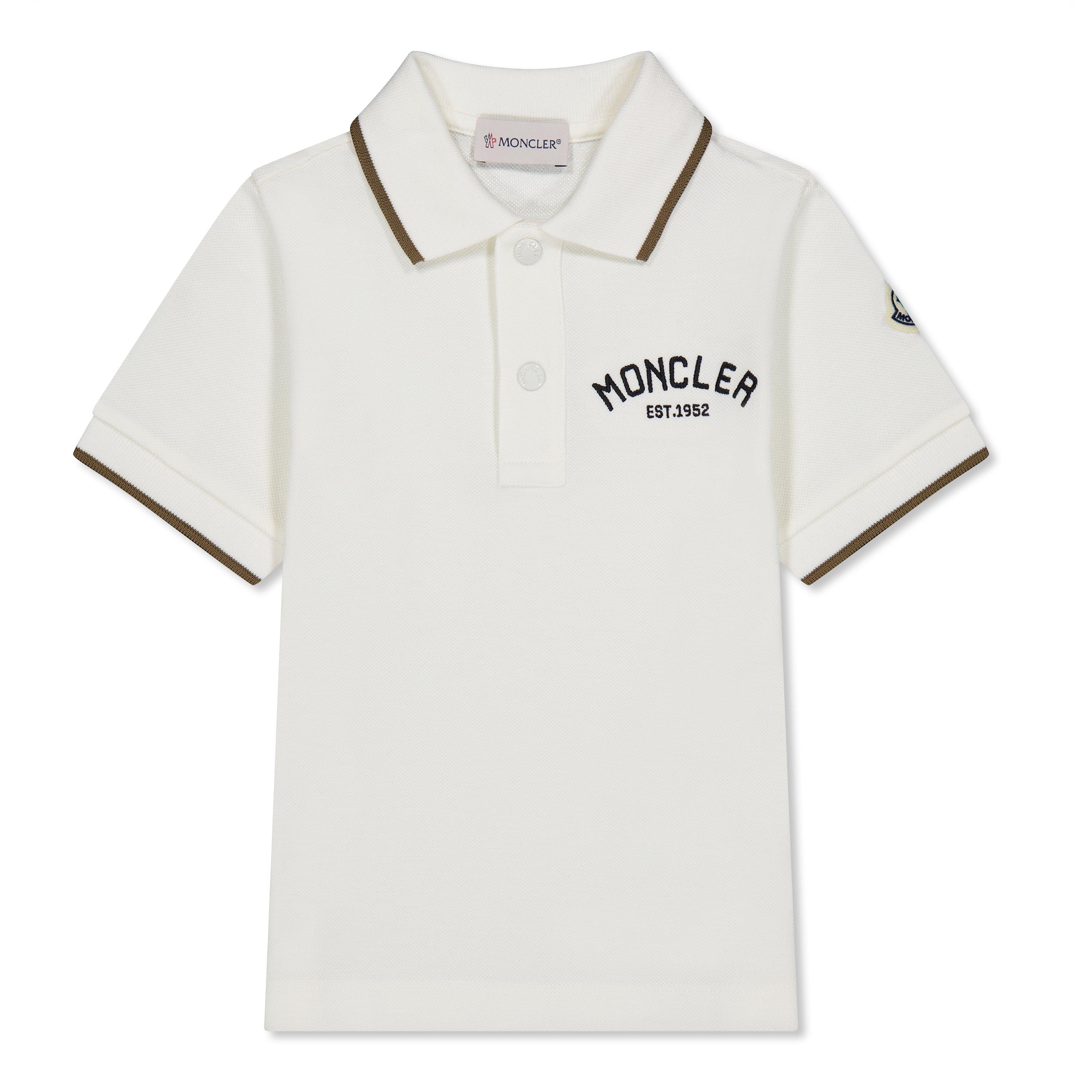 Moncler Logo Polo Shirt Juniors - White 034 - Size 10Y