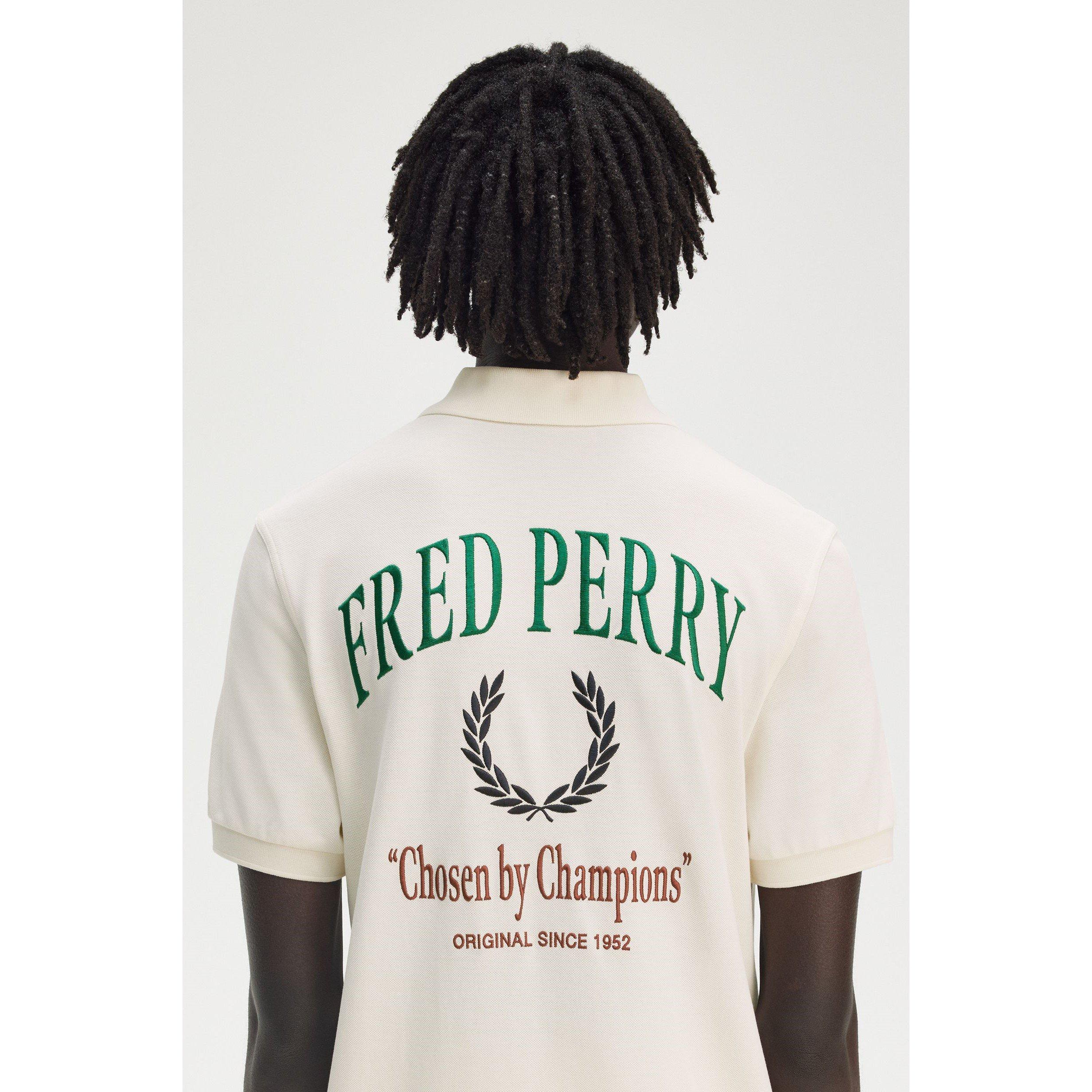 Ecru 560 - Fred Perry - Men's Club Back Print Short-Sleeve Polo Shirt - 4